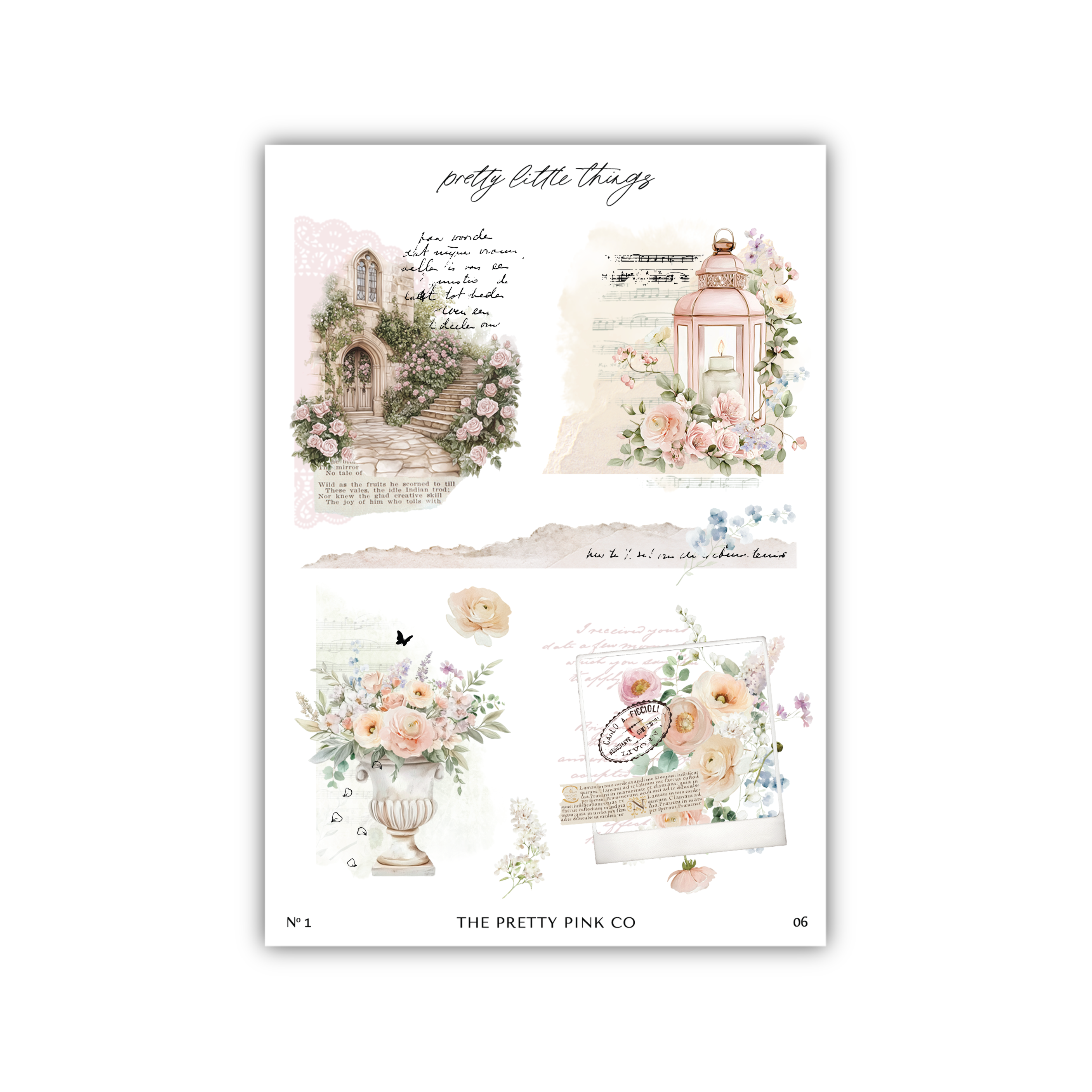 a sheet of paper with flowers on it