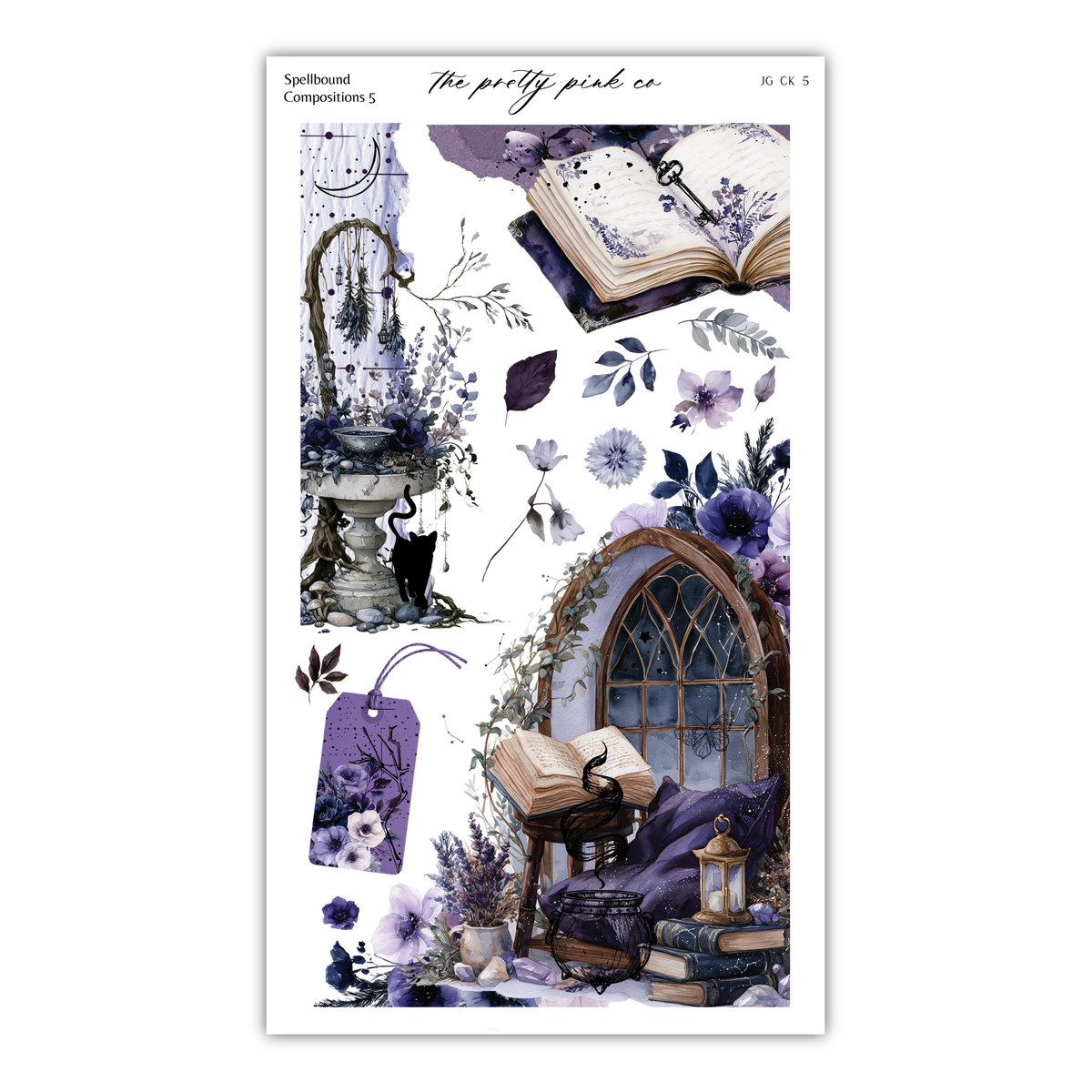 The image is a collage of various artistic elements, including a book, flowers, a window, and other decorative items, all set against a white background.