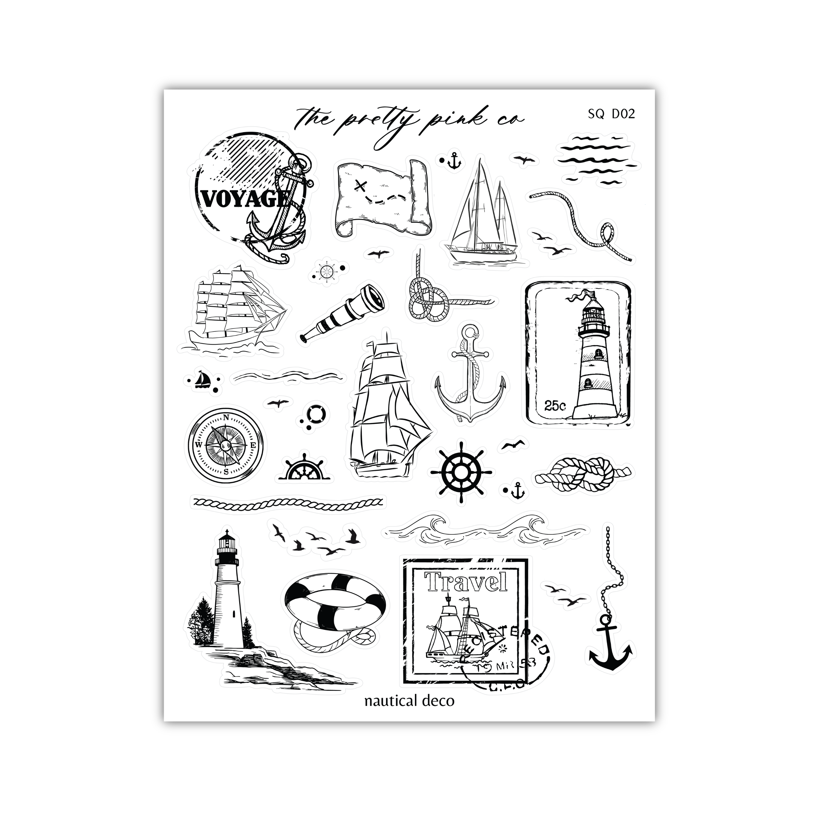 a black and white drawing of various items
