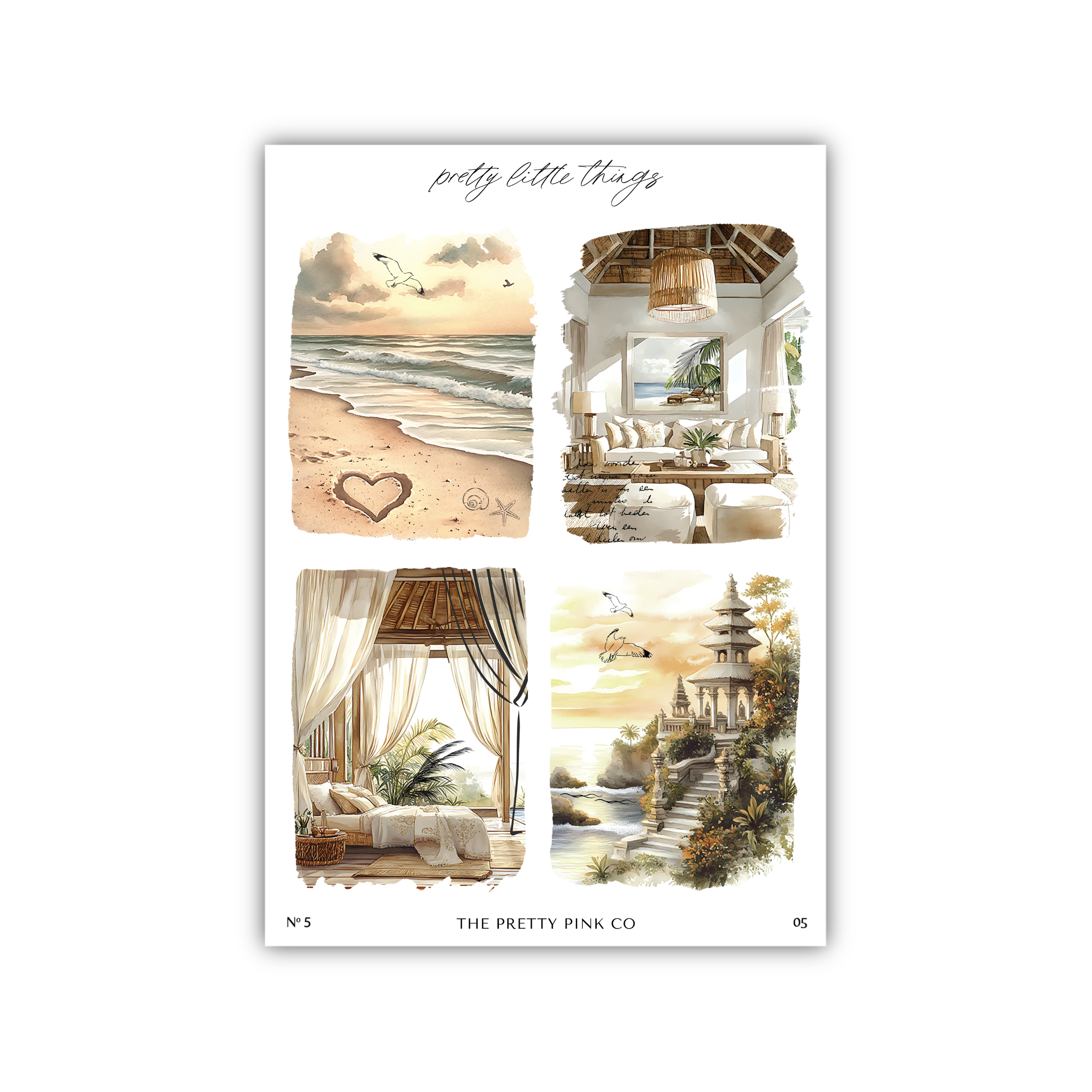 a card with a picture of a beach scene
