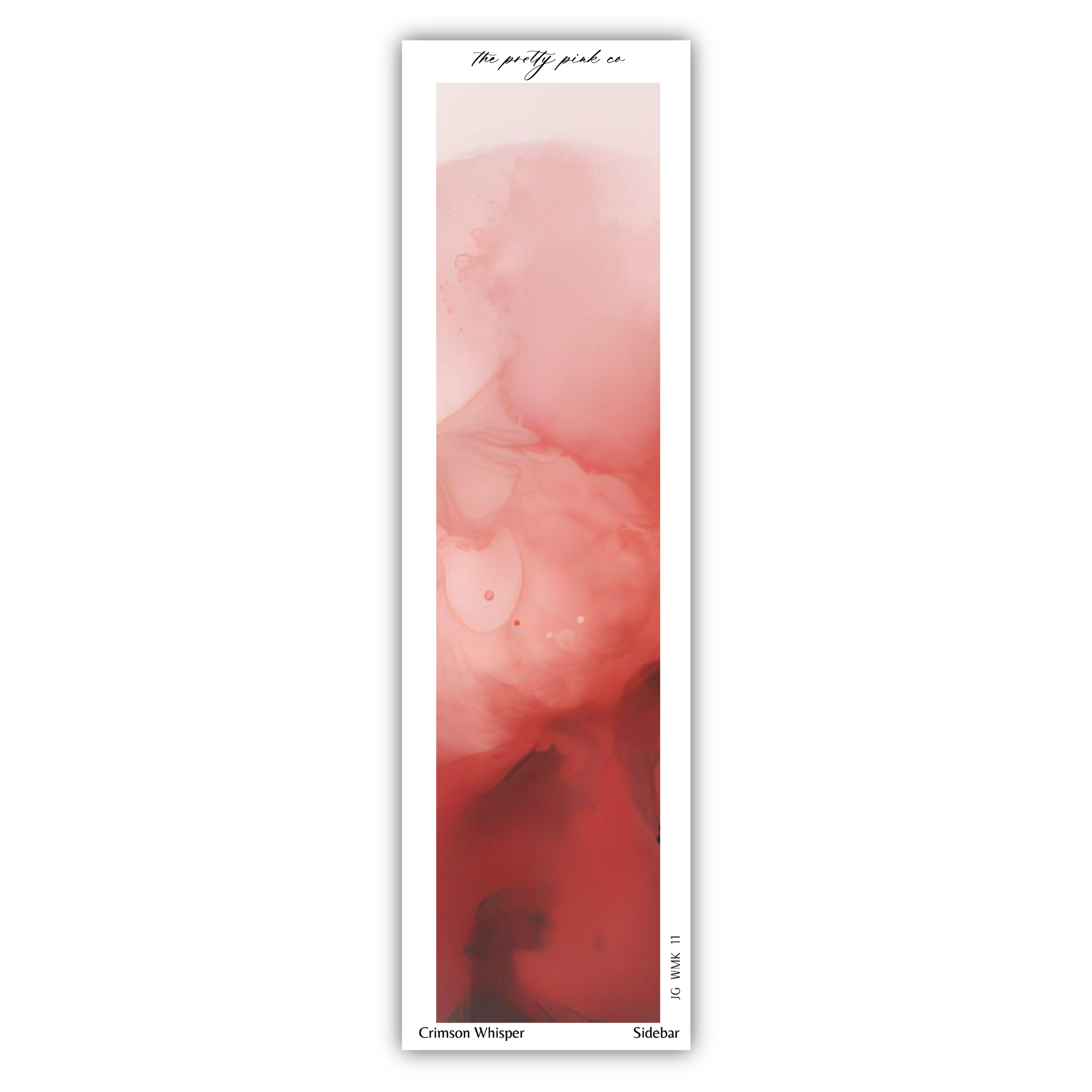 The image is a vertical poster with a pink and red abstract design.