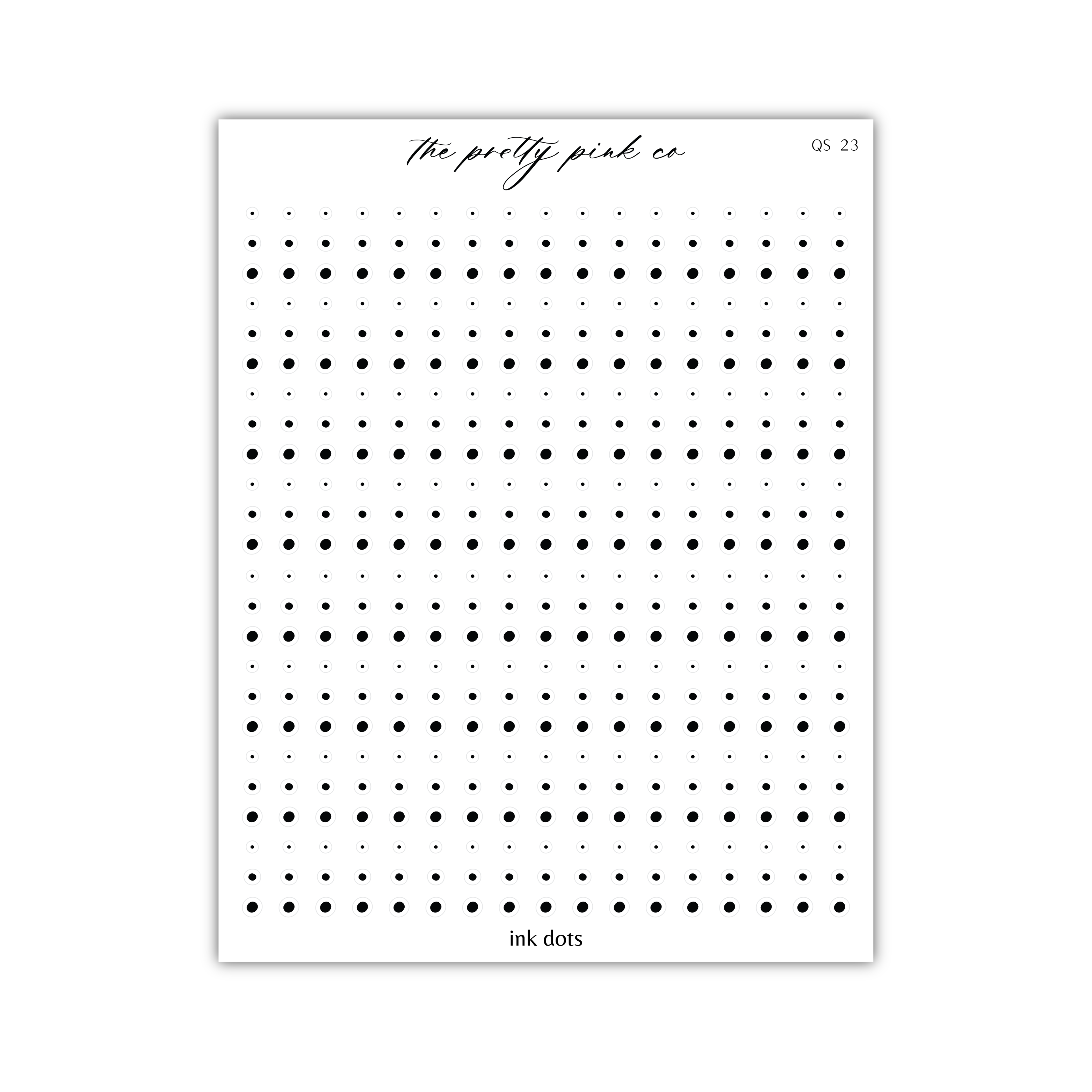 a white paper with black dots on it