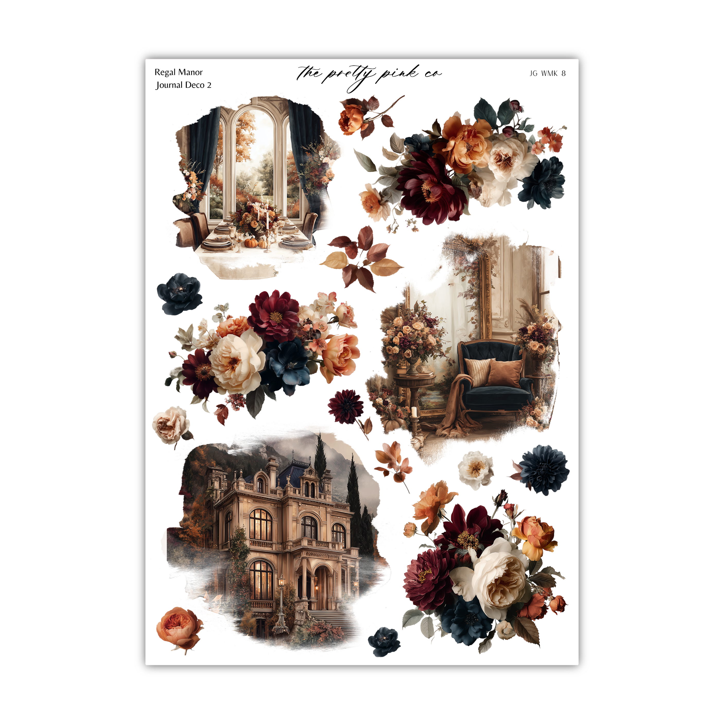 The image is a collage of various floral and architectural elements, including a large building, a chair, and a vase of flowers. The collage is visually appealing and showcases a harmonious blend of nature and architecture.