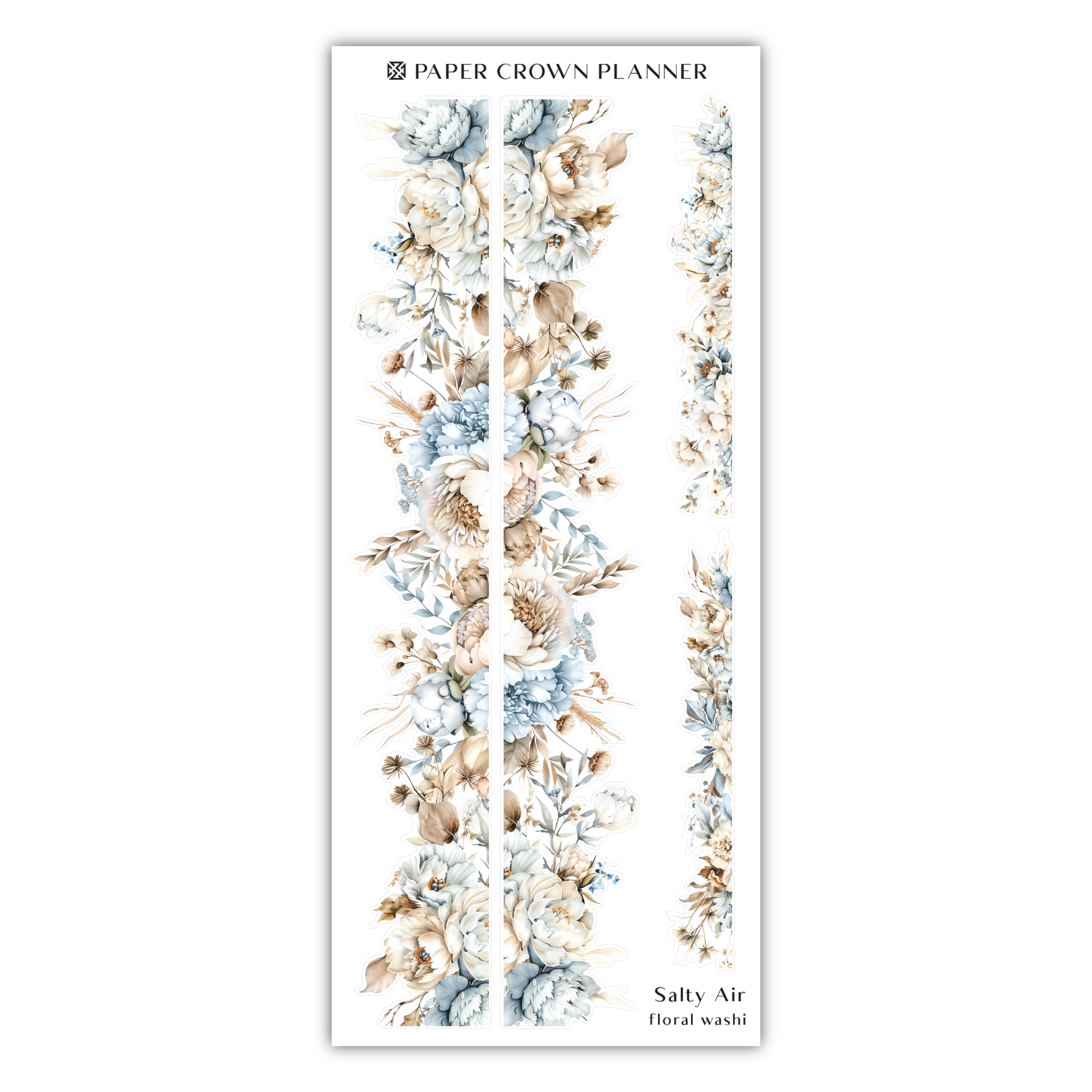 a white and blue floral border with flowers on it