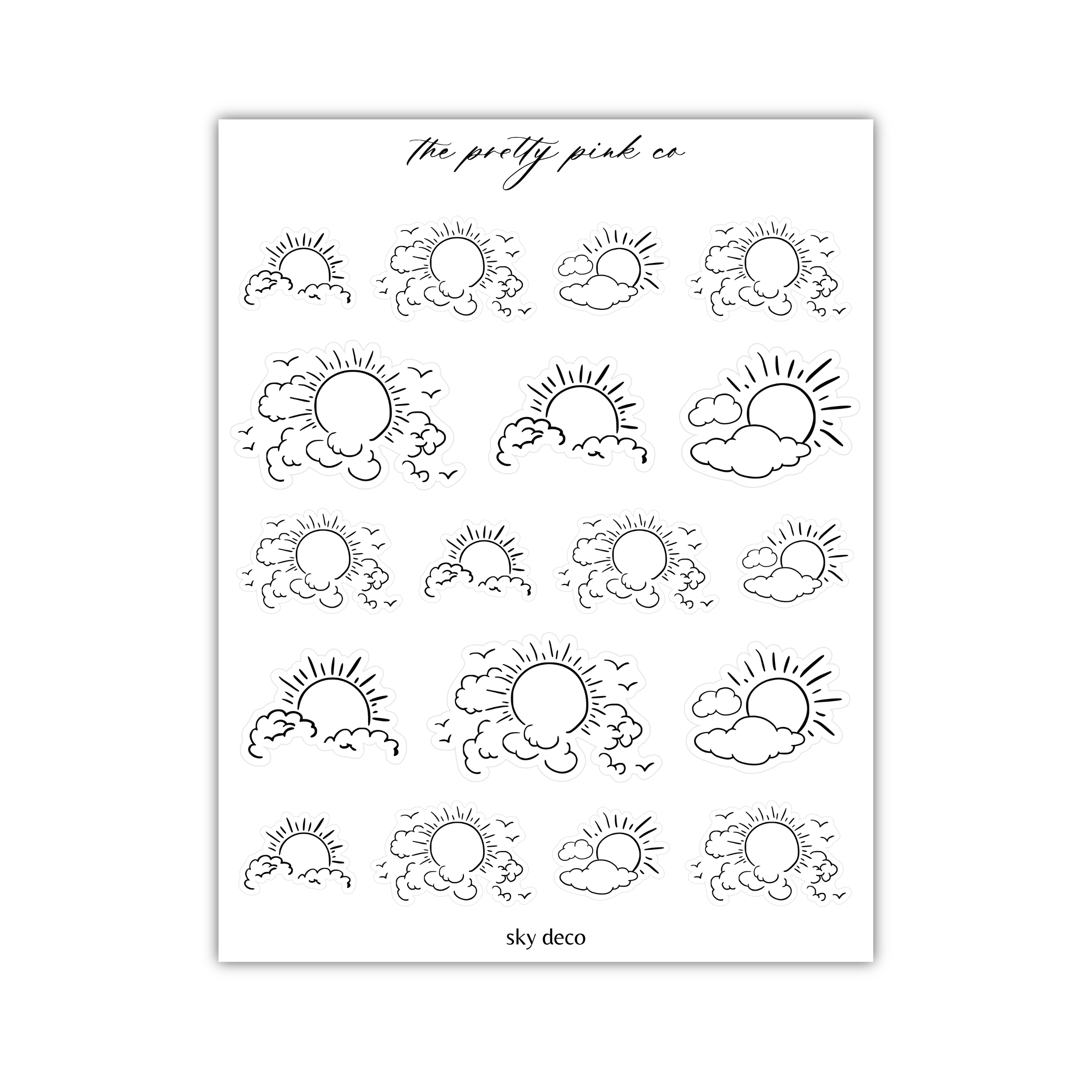 the sun and clouds are drawn on a sheet of paper