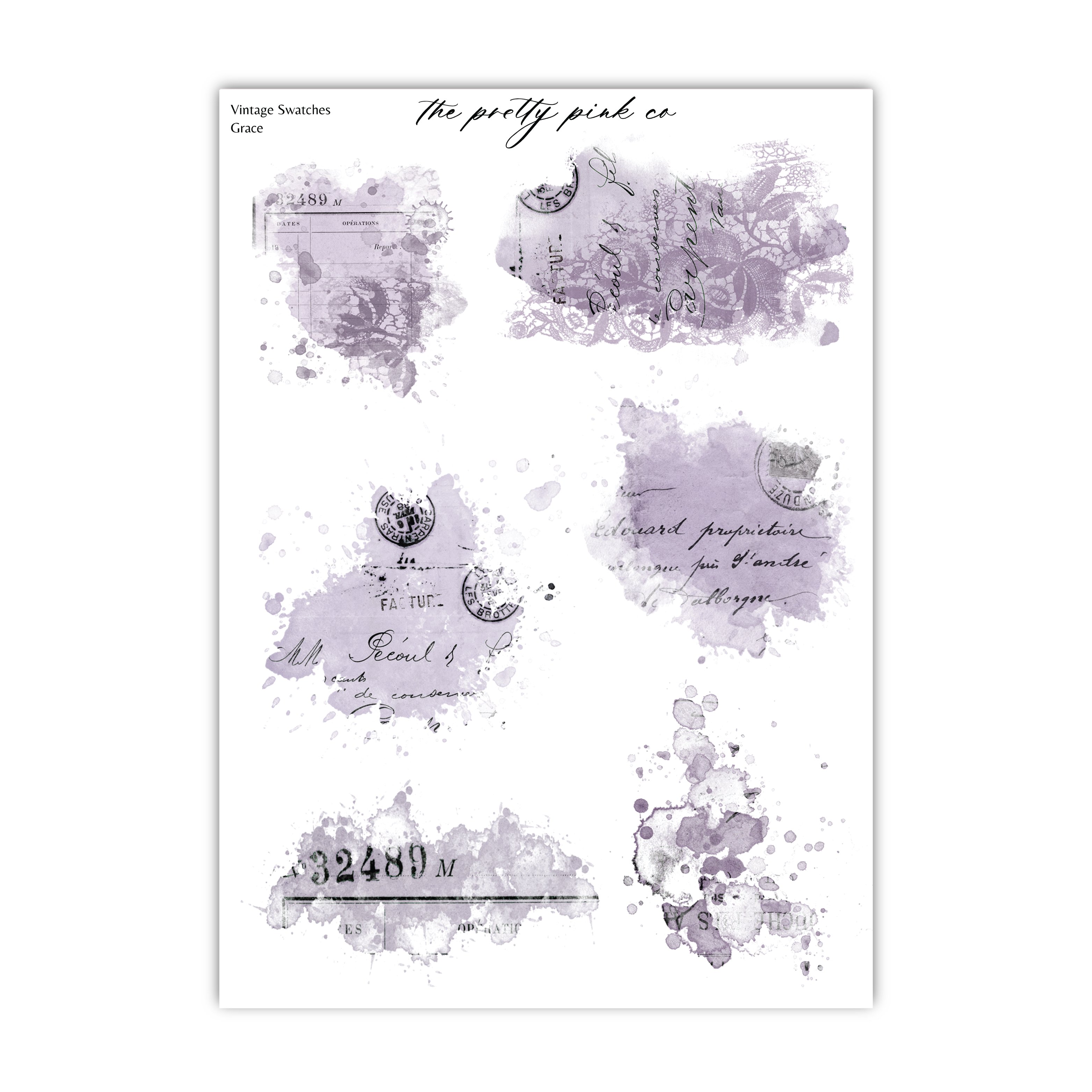 various splatter-like elements in shades of purple, including abstract shapes and patterns. There is also a handwritten note in the image, which appears to be a message or description. The image does not contain any specific details about the content or context, and it does not contain any identifiable objects or actions. The image is a collection of abstract shapes and patterns, rather than a specific scene or object.