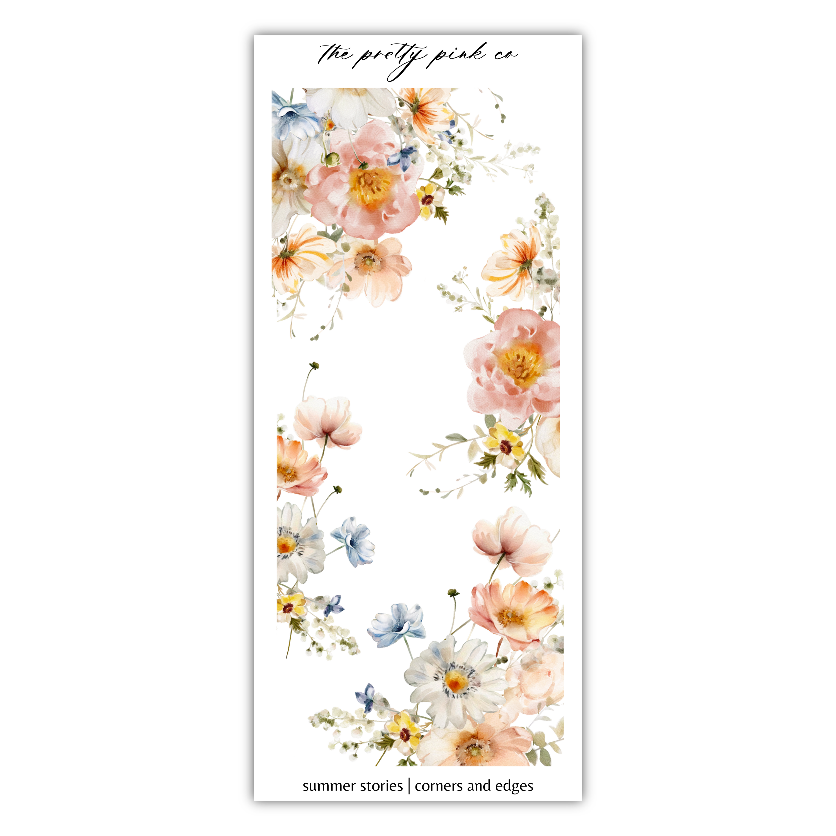 a white sticker with flowers on it