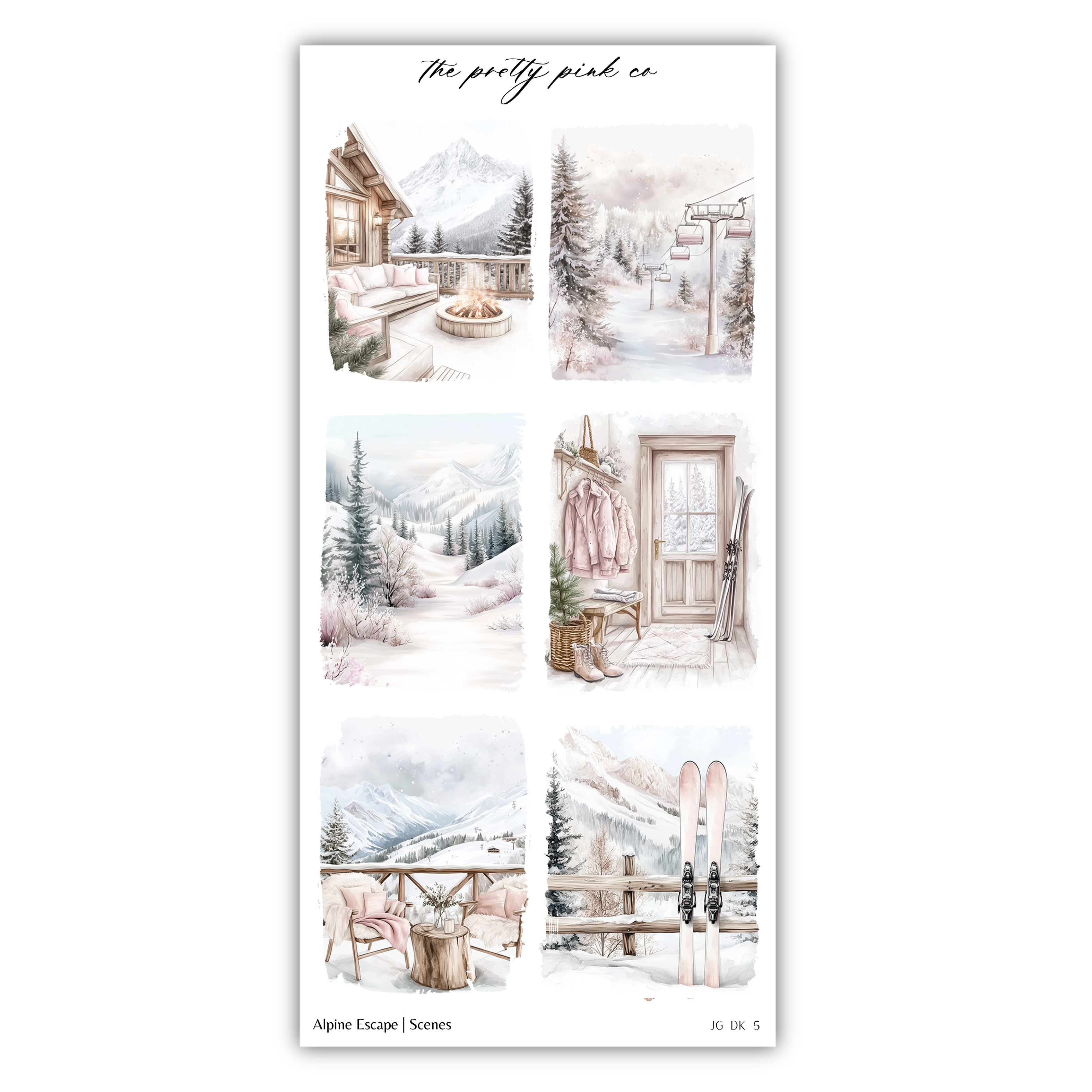 a set of four stickers of winter scenes