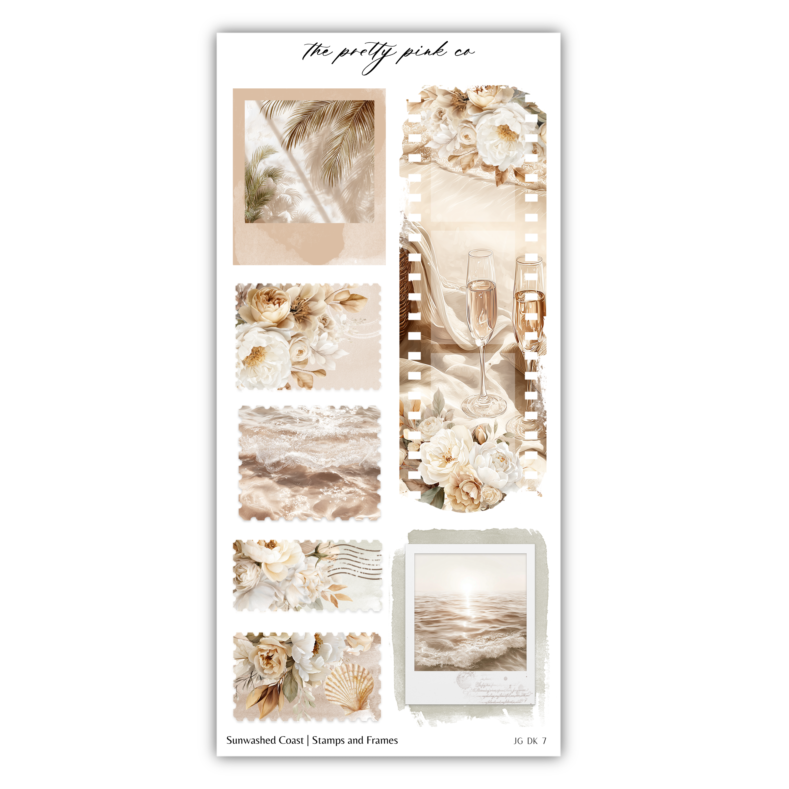 The image is a collage of various floral and natural elements, including flowers, leaves, and seashells, arranged in a visually appealing manner.