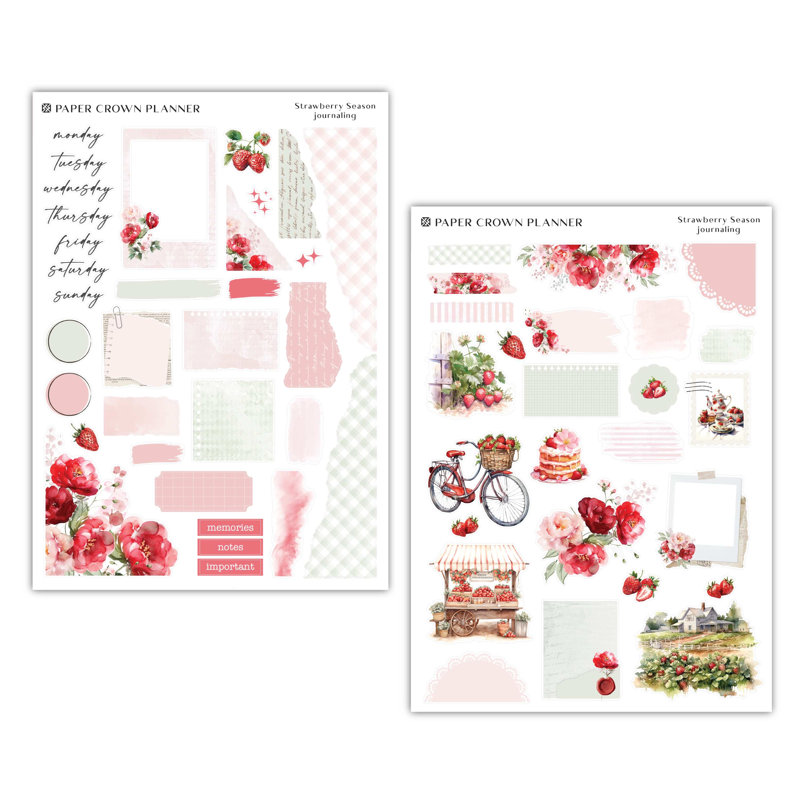 a paper pad with a picture of a bicycle and flowers