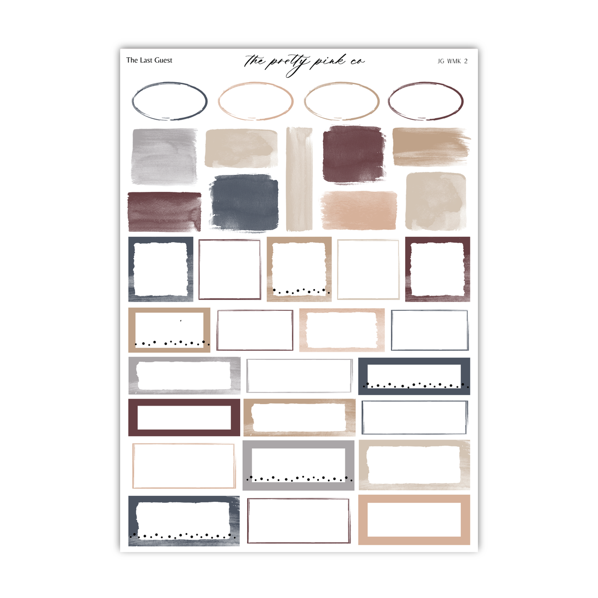 a collection of various shapes and patterns, including circles, rectangles, and squares, arranged in a grid-like layout. The text "The pretty pink co" is visible, suggesting that this is a design or pattern set.