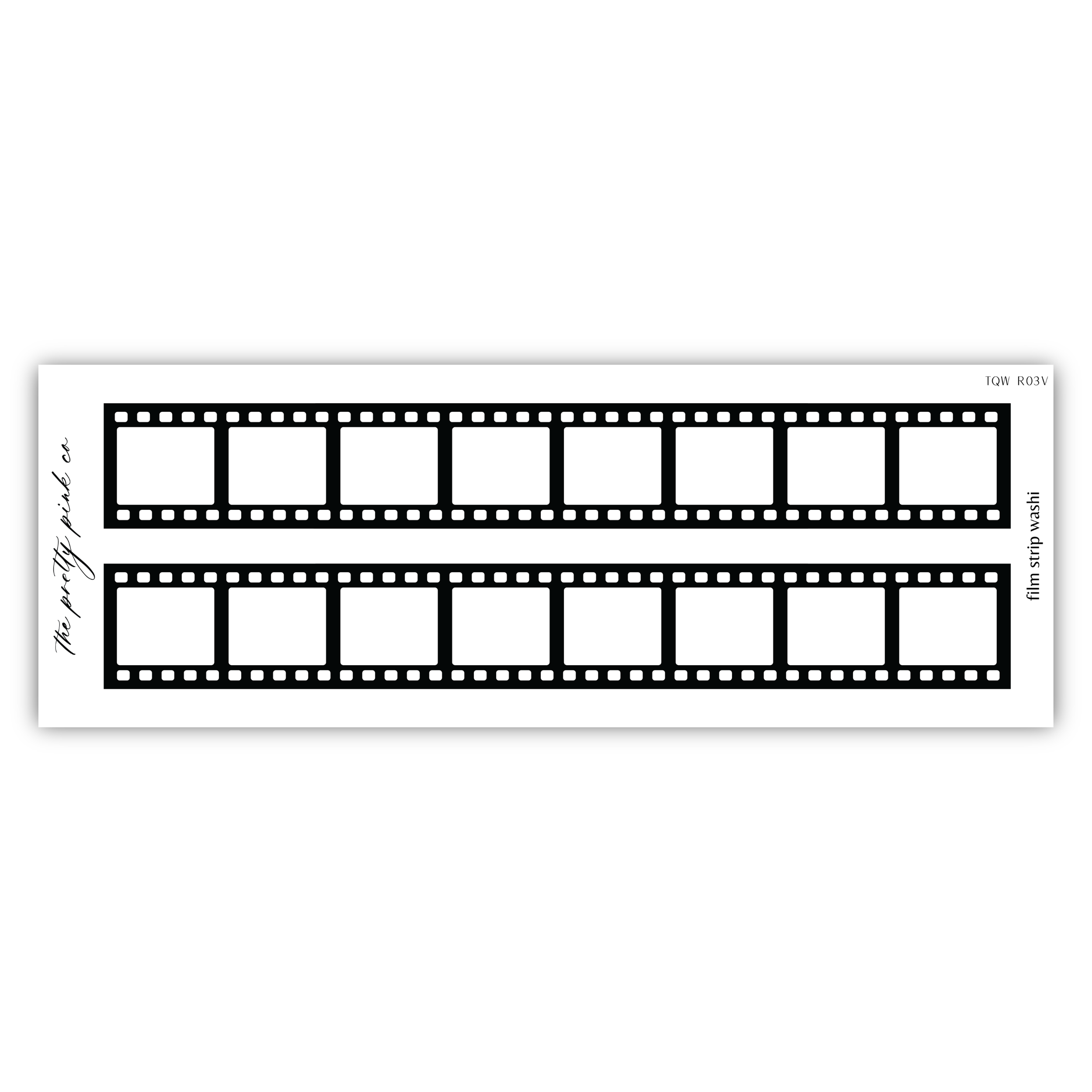 a black and white film strip on a white background