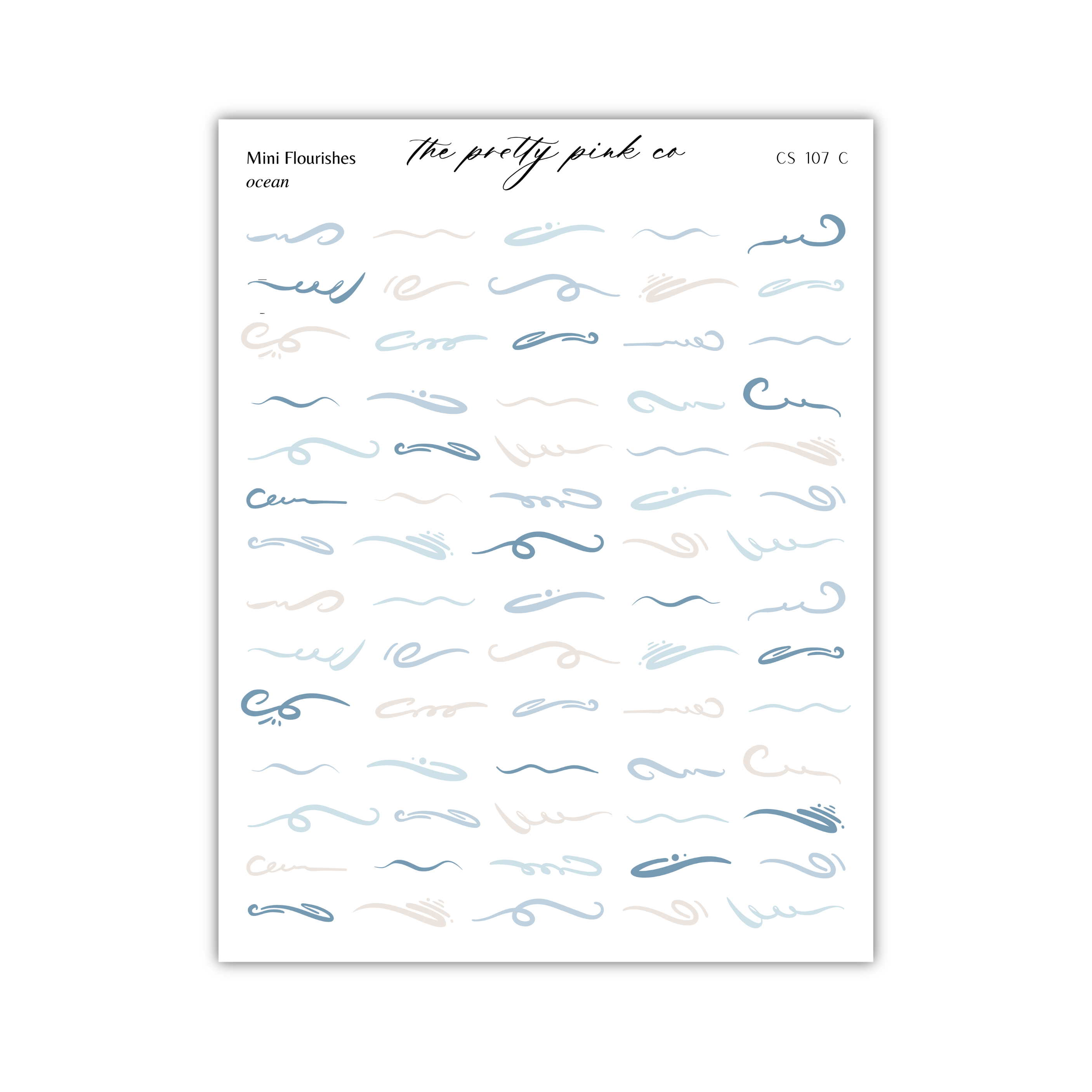 a collection of various hand-drawn wave-like designs in different colors and styles, arranged in rows and columns.