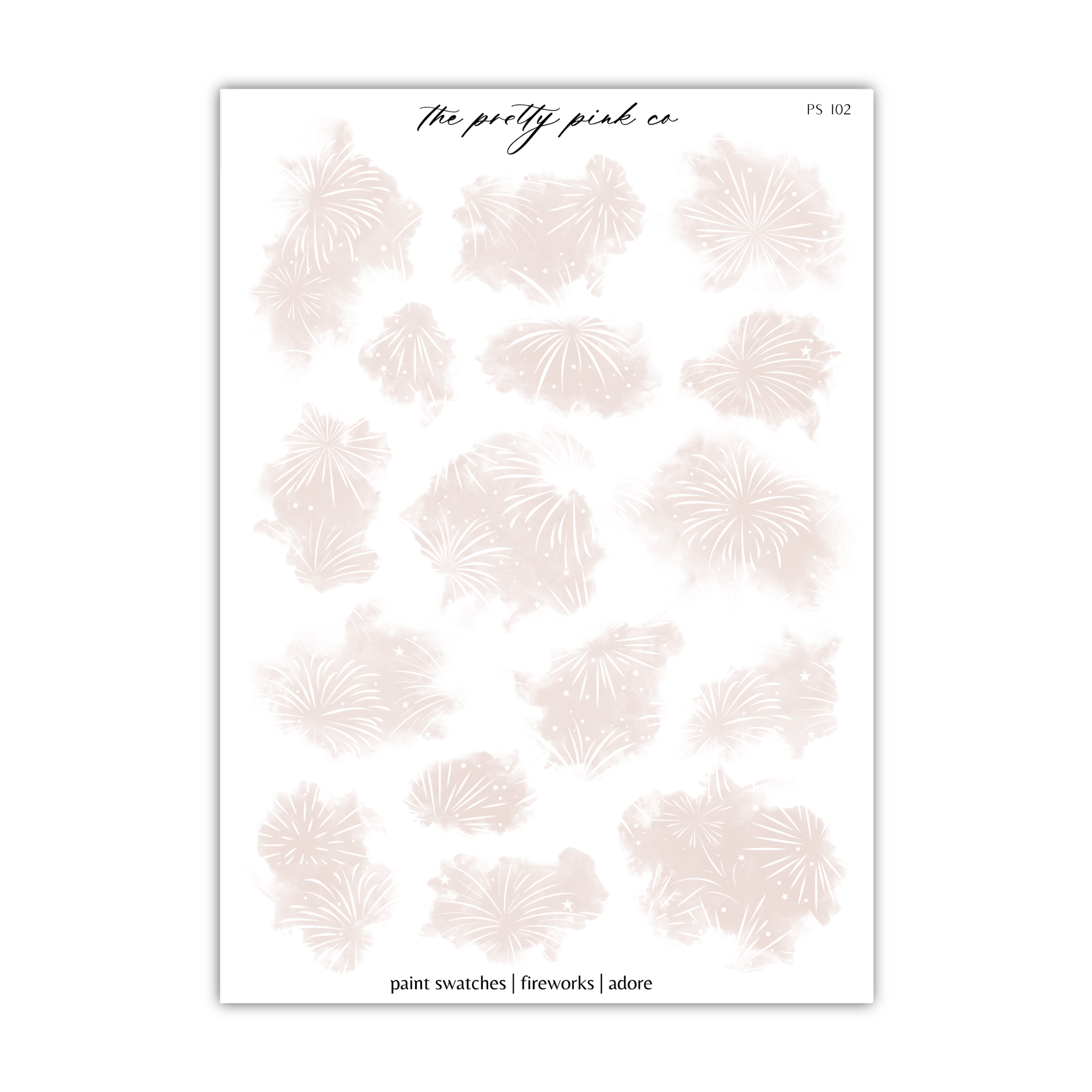 a sheet of paper with pink flowers on it