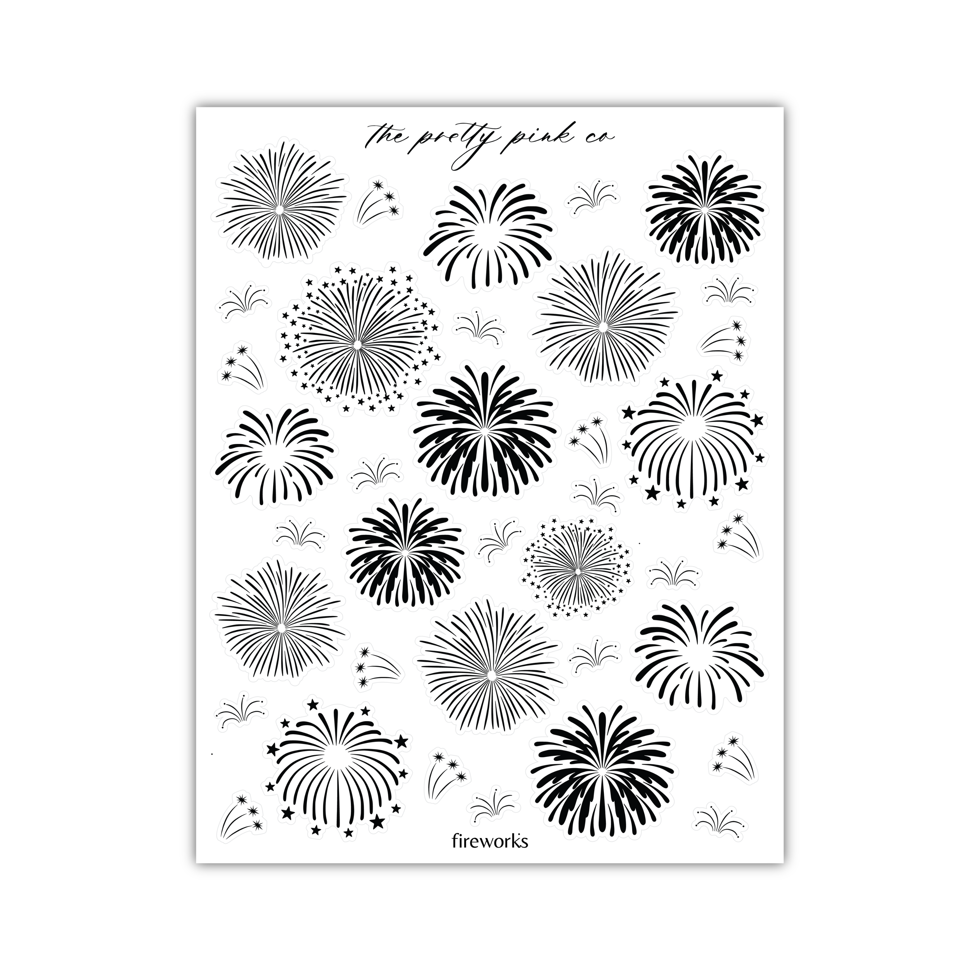 a black and white drawing of fireworks