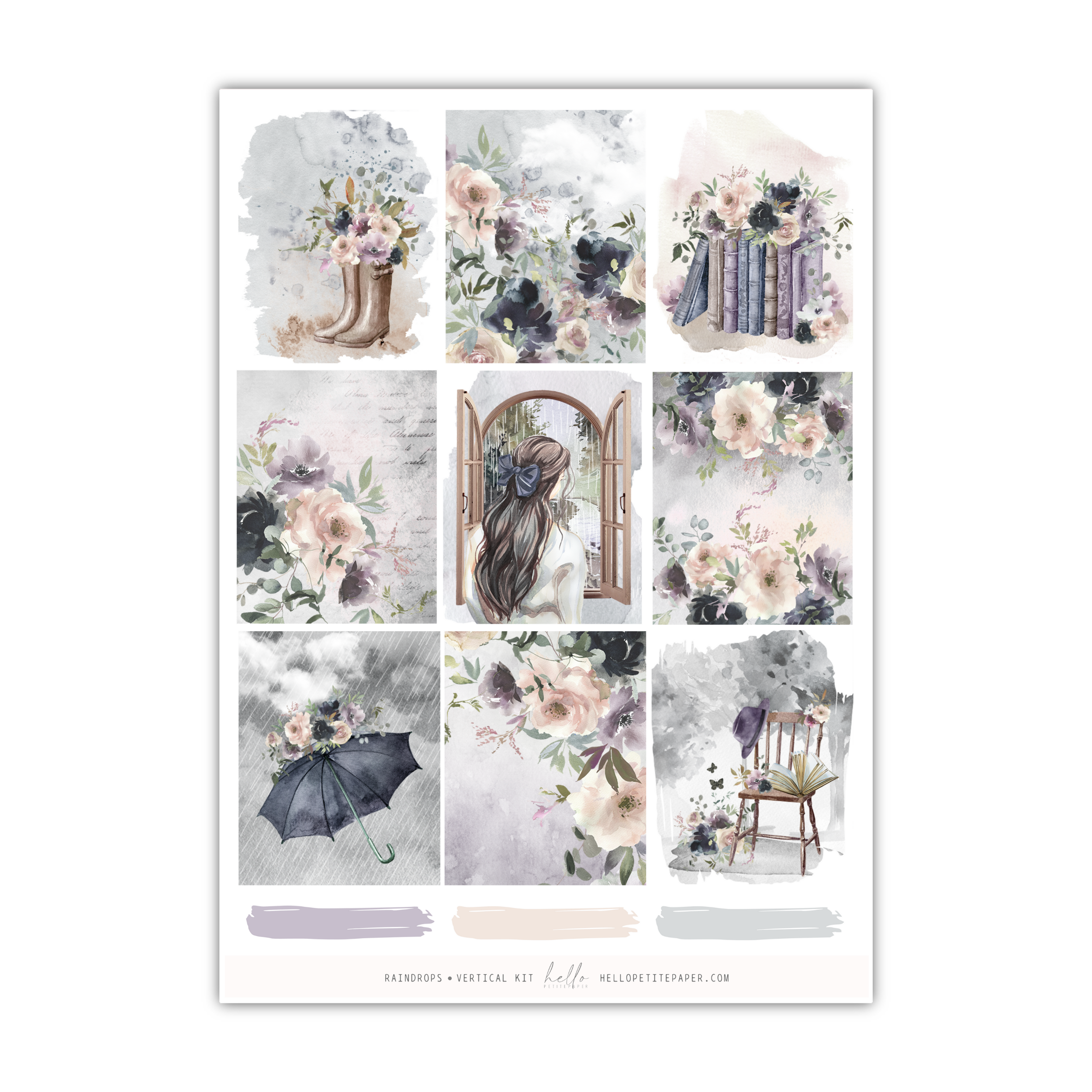 a collage of pictures with flowers and a chair