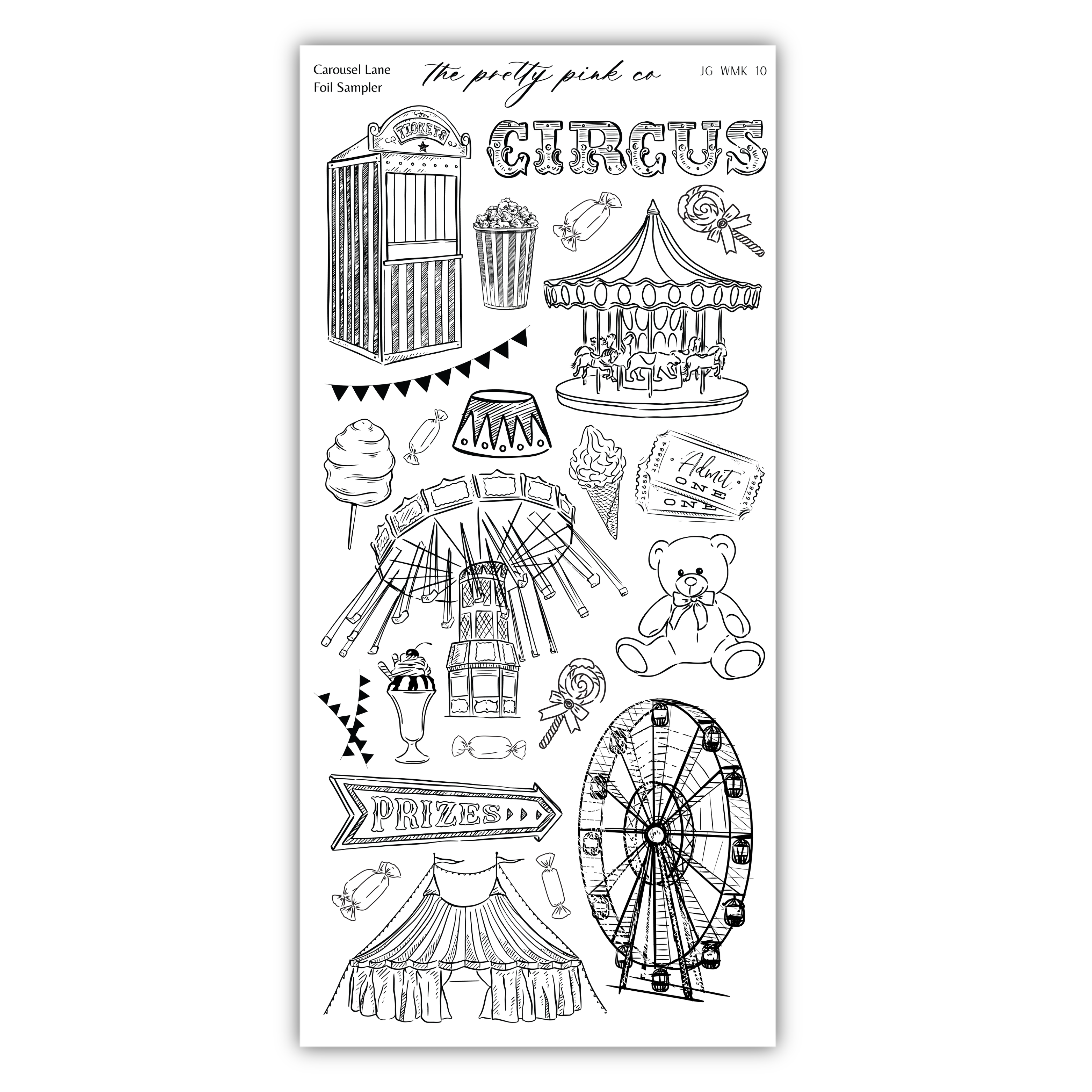 a stamp with a ferris wheel and other things on it