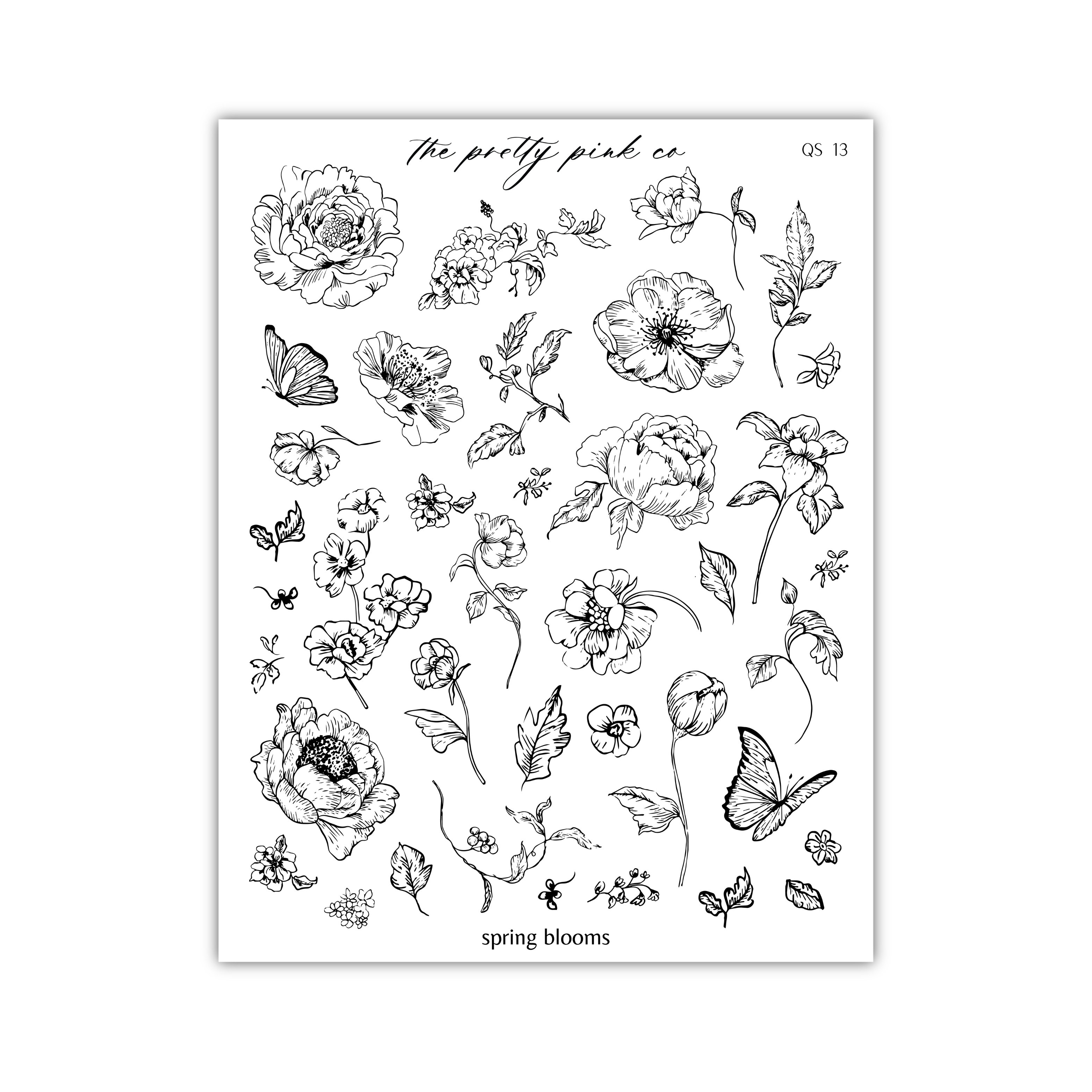 a stamp with flowers and butterflies on it