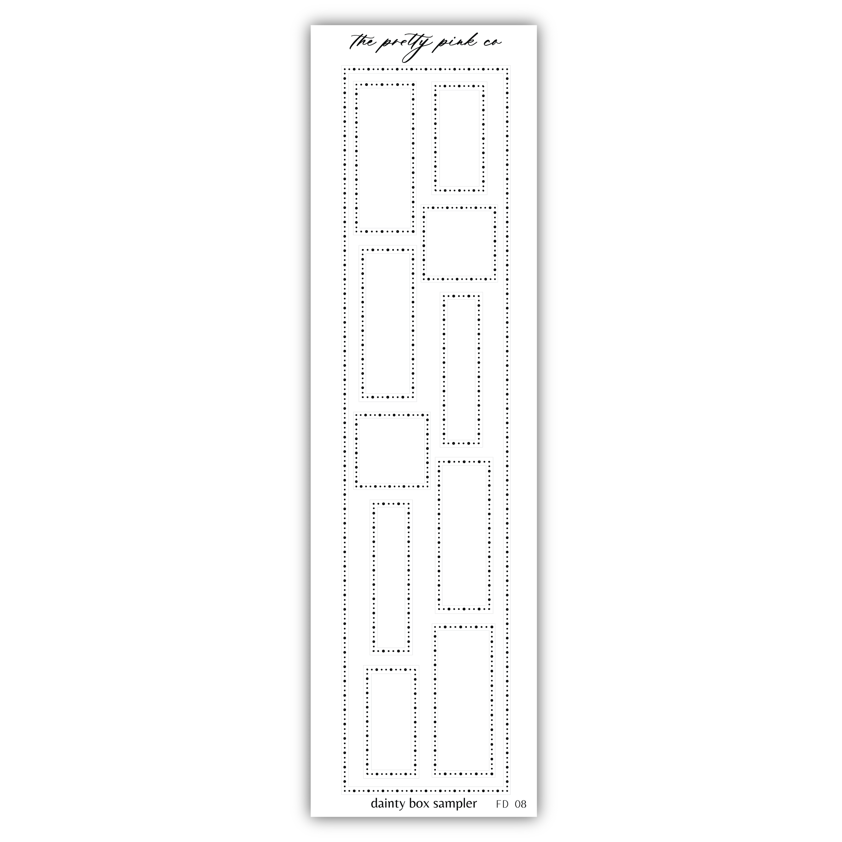 a white bookmark with a dotted design on it