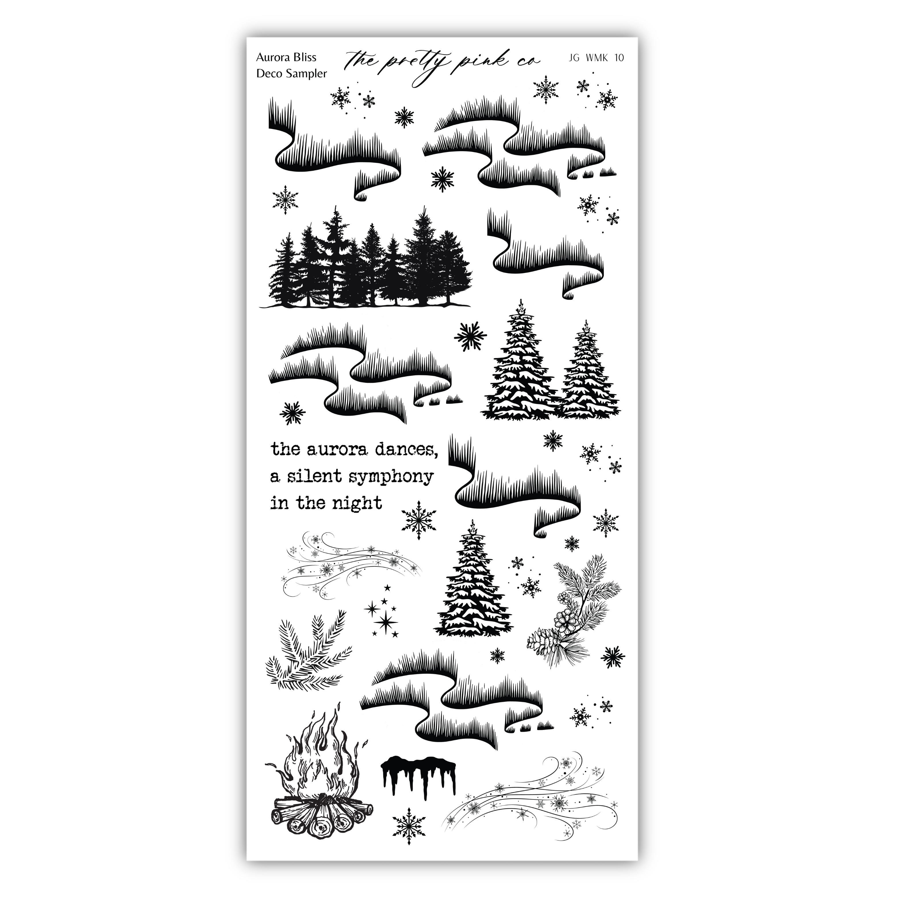 a stamp with a snow scene and trees on it