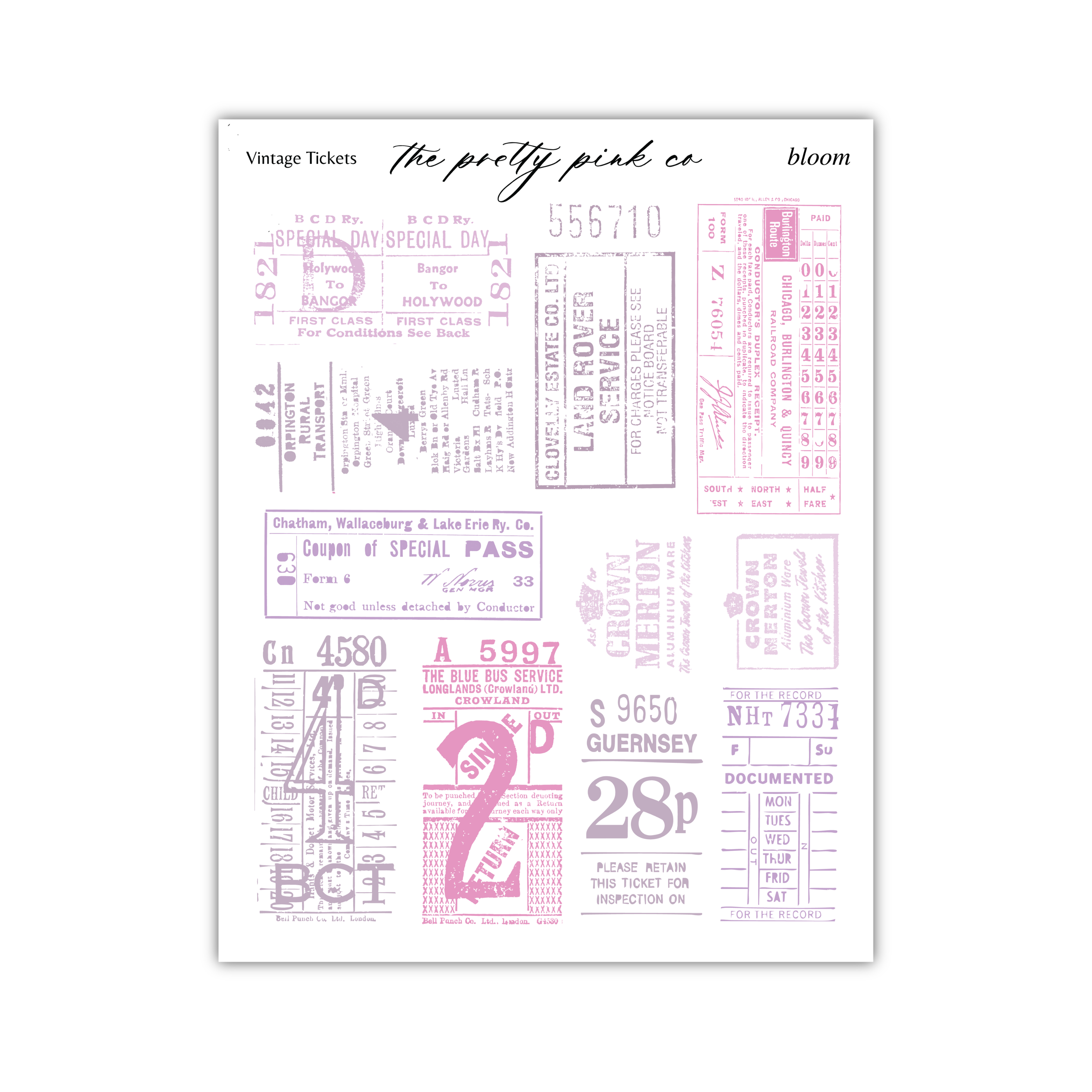 a collection of vintage-style tickets and passes, including various types of tickets and passes with different designs and sizes.