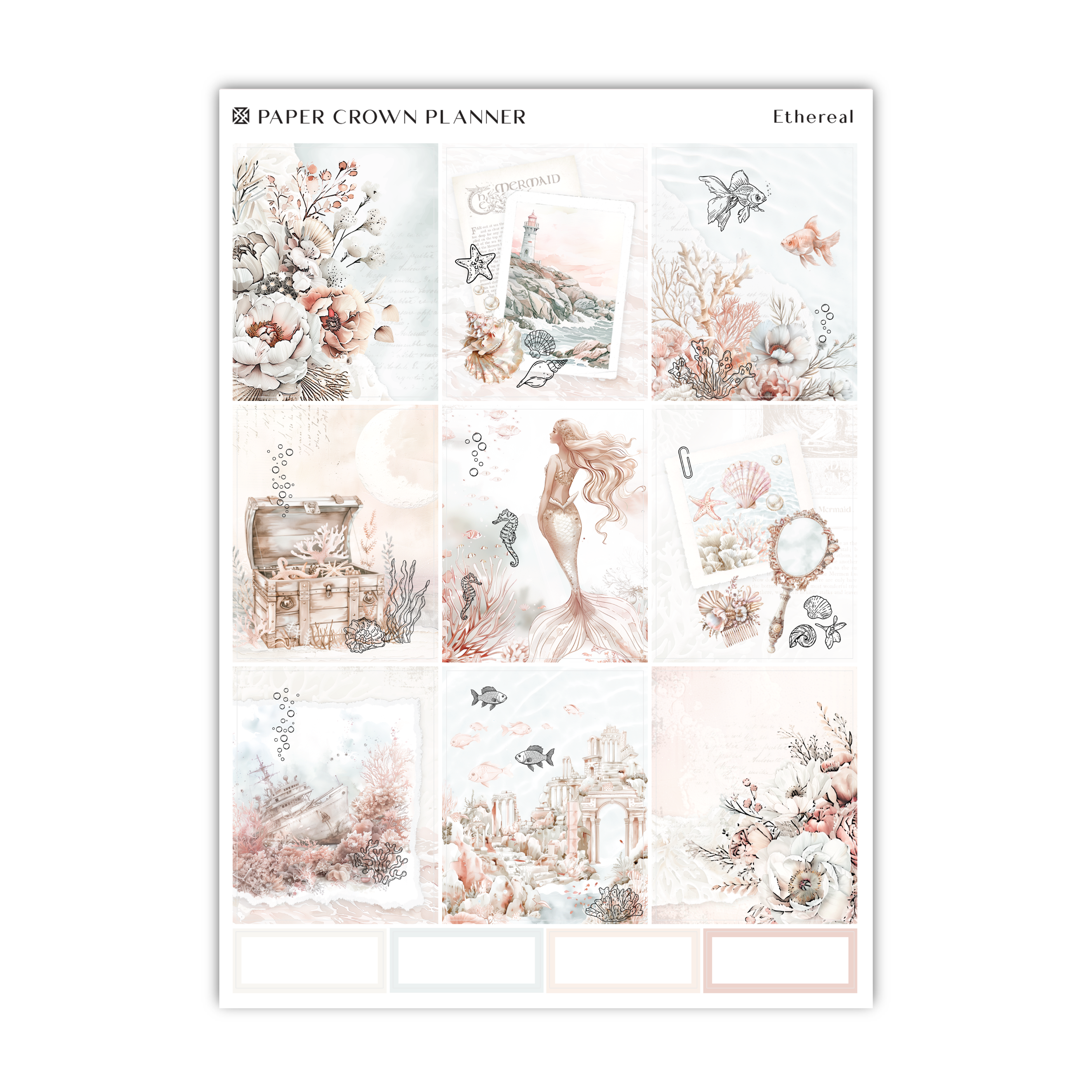 a sheet of paper with a mermaid theme