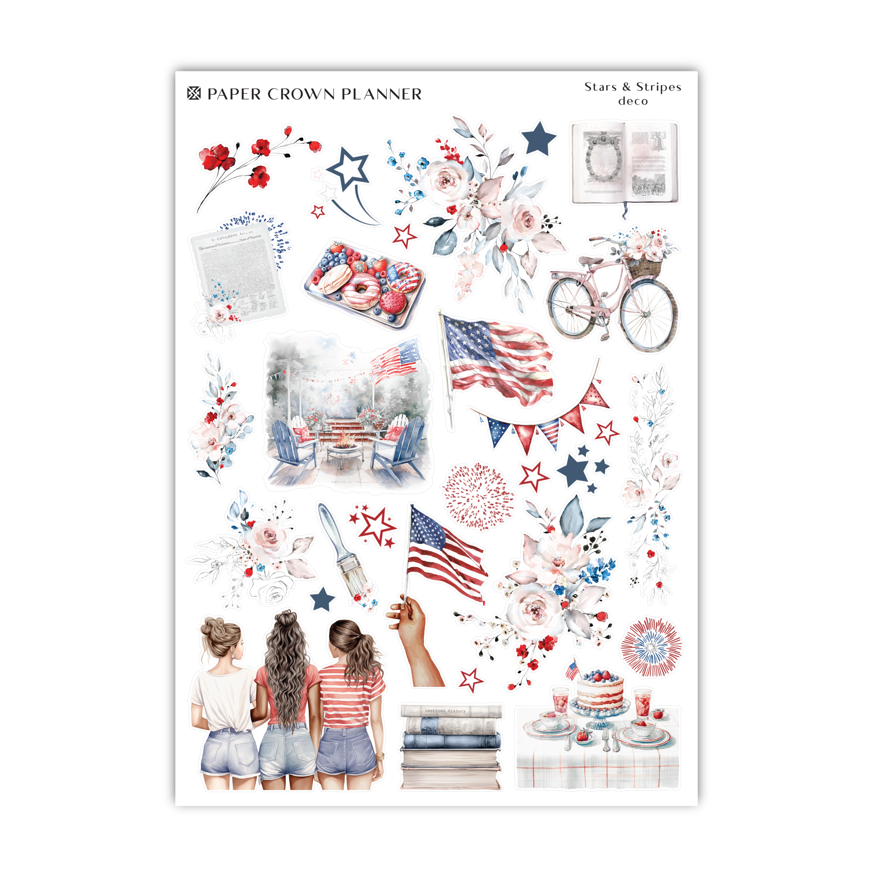 a paper crown planner with a patriotic theme