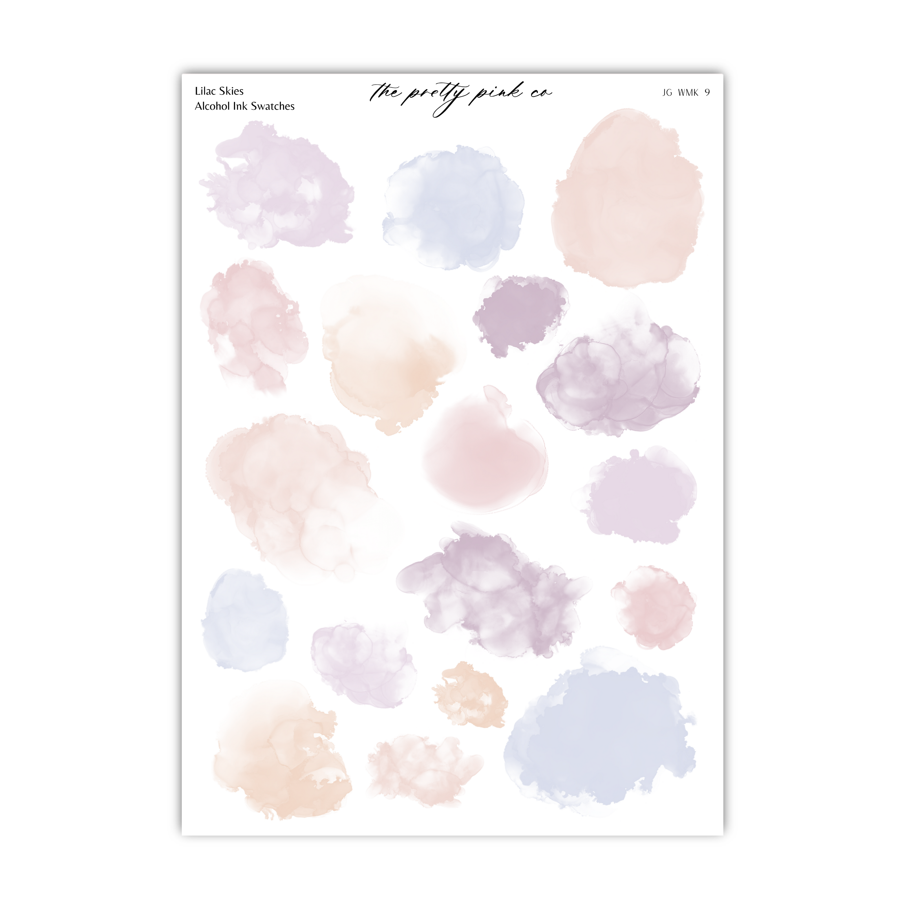 a collection of abstract watercolor brush strokes in various pastel colors, including shades of pink, blue, and purple.