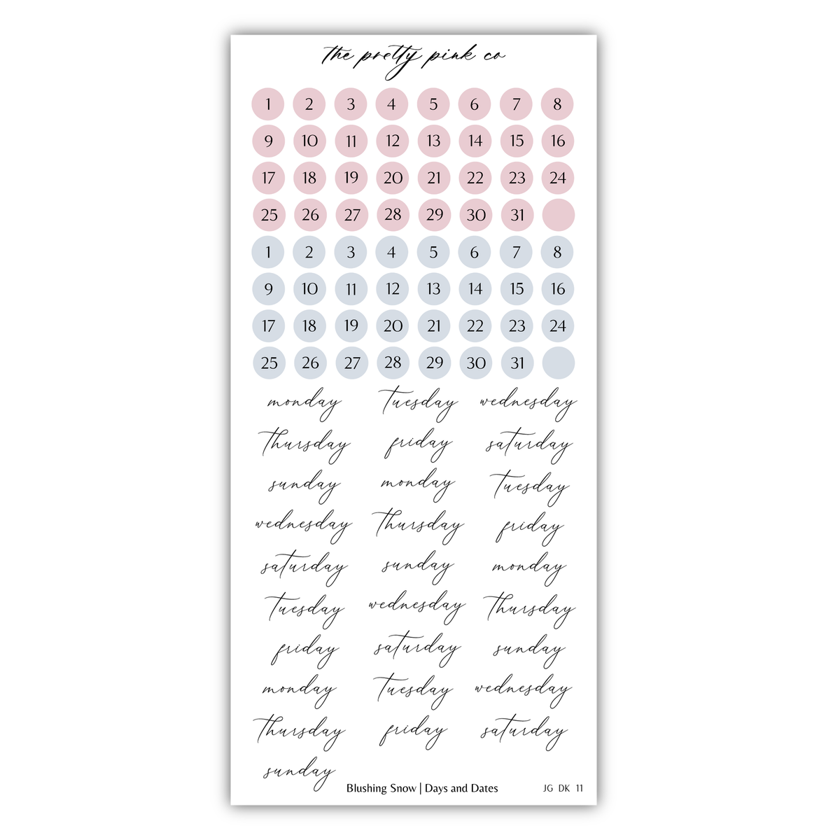 The image is a calendar with a pink background and a white background, displaying the days of the week and dates.