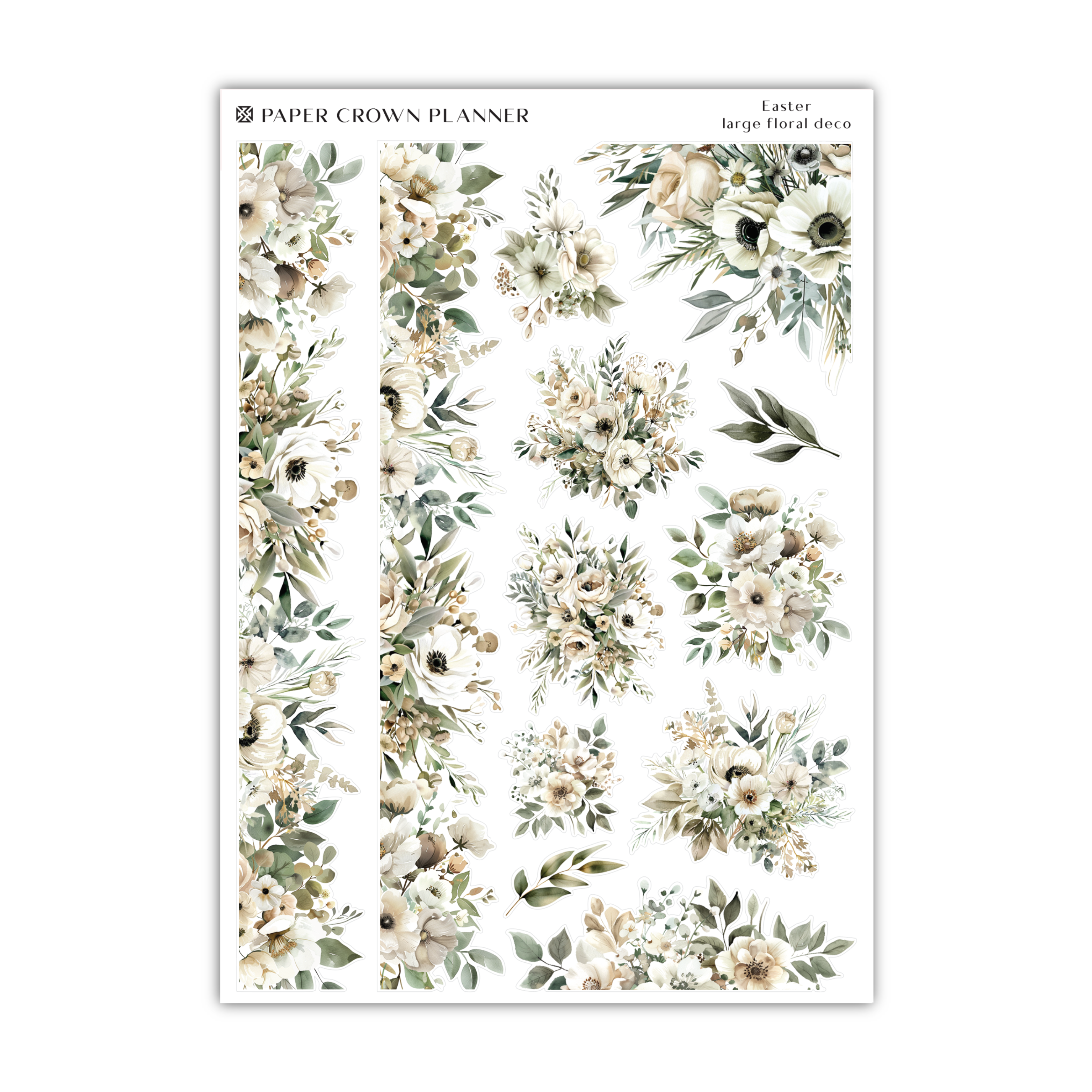 a sheet of paper with flowers and leaves on it