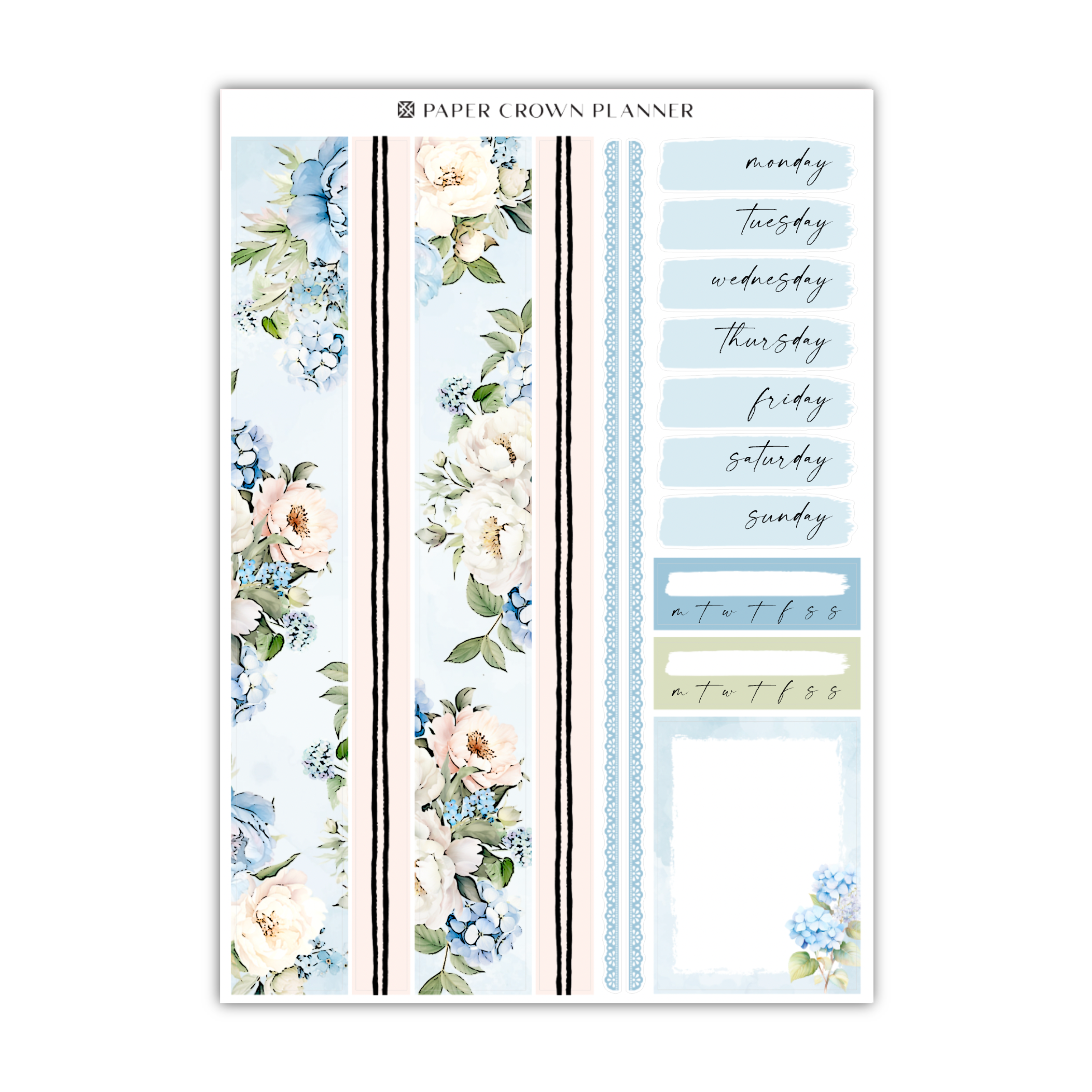 a planner sticker with flowers and stripes