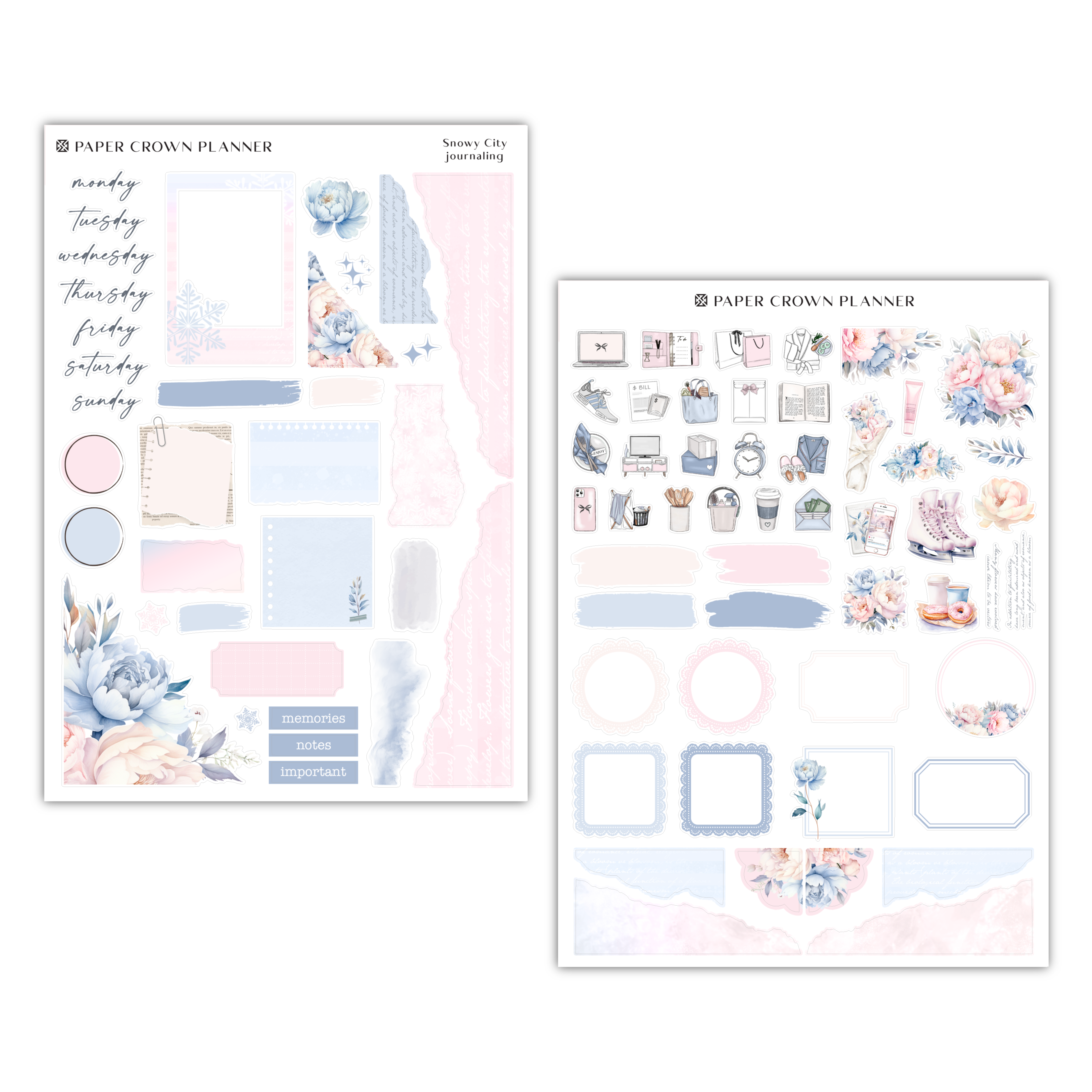 two sheets of paper with flowers on them