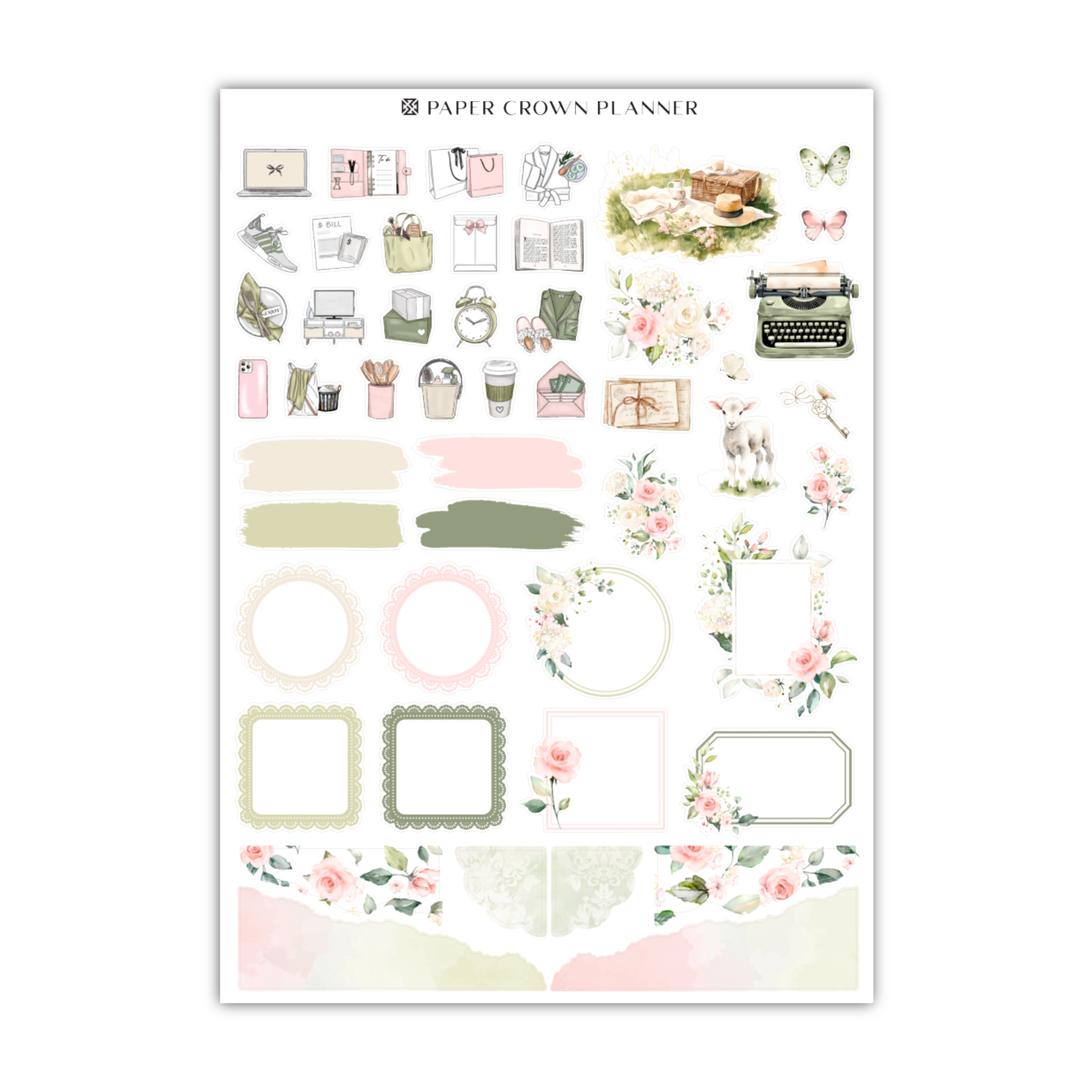 a sheet of paper with flowers and frames
