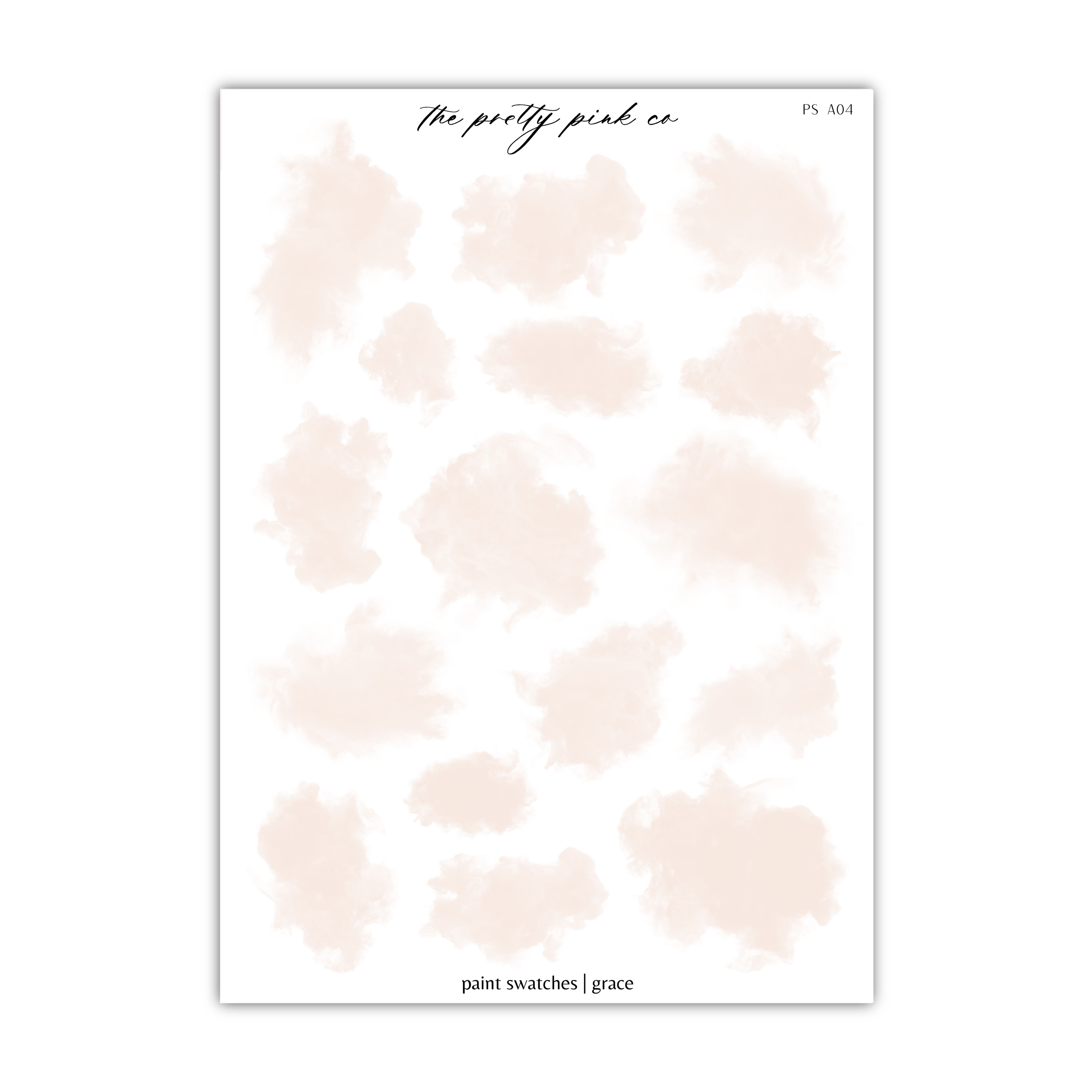 a white sheet of paper with pink clouds on it