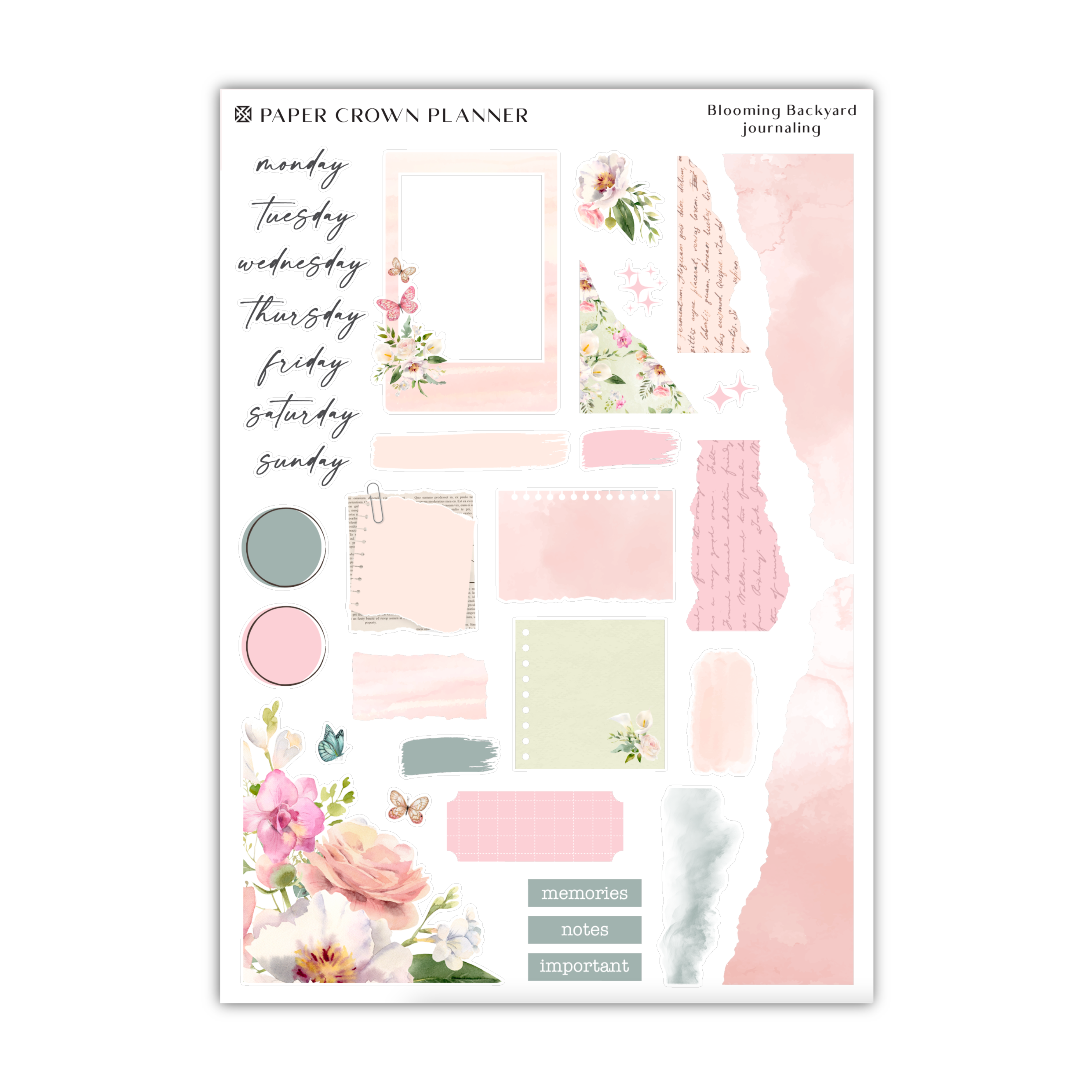 a pink and green planner sticker sheet