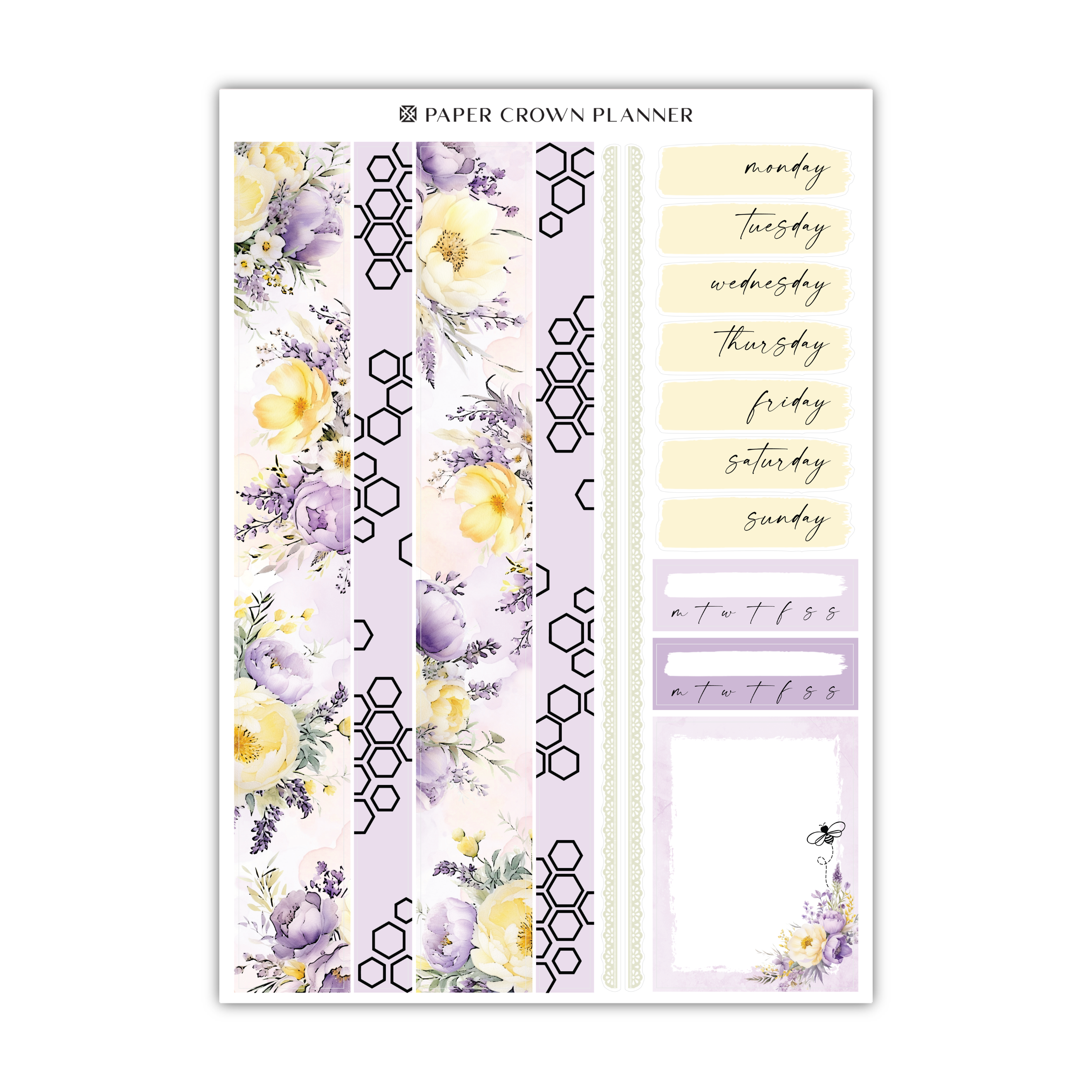 a planner sticker with flowers and bees