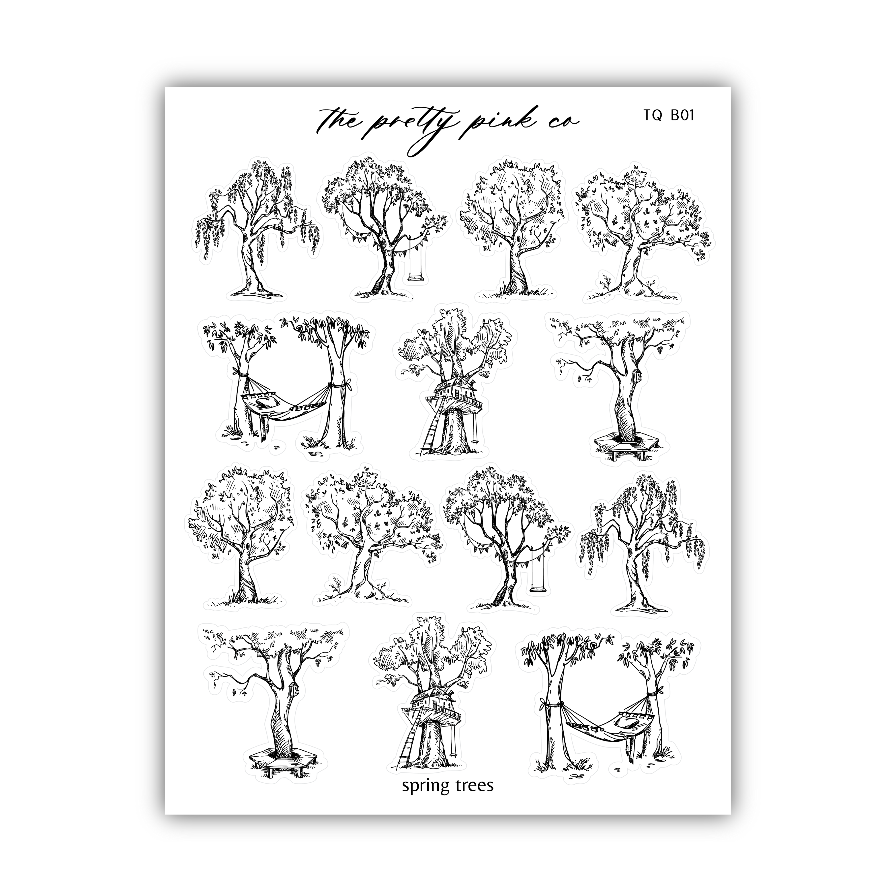 a drawing of trees with the names of them
