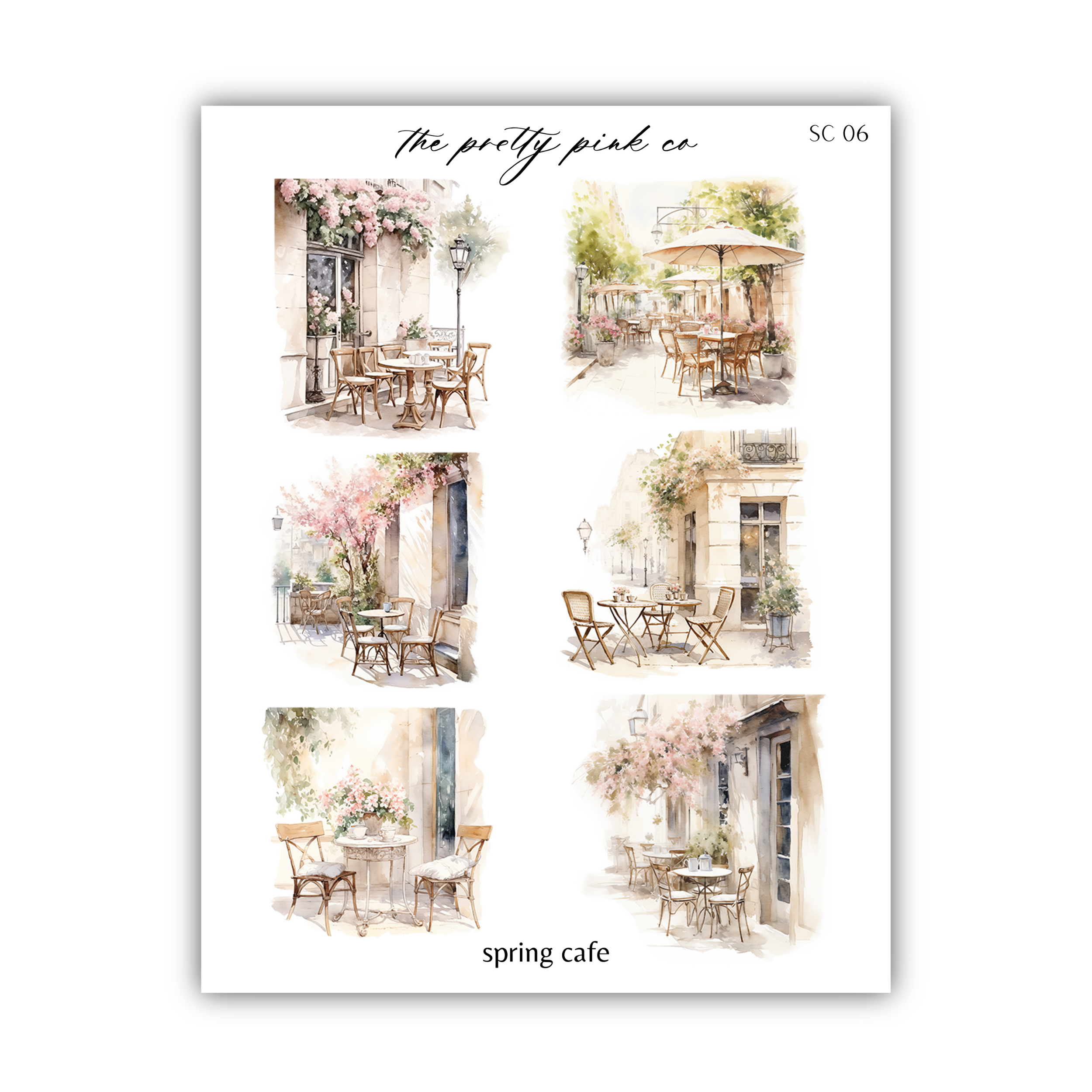 a sticker sheet with a picture of a table and chairs