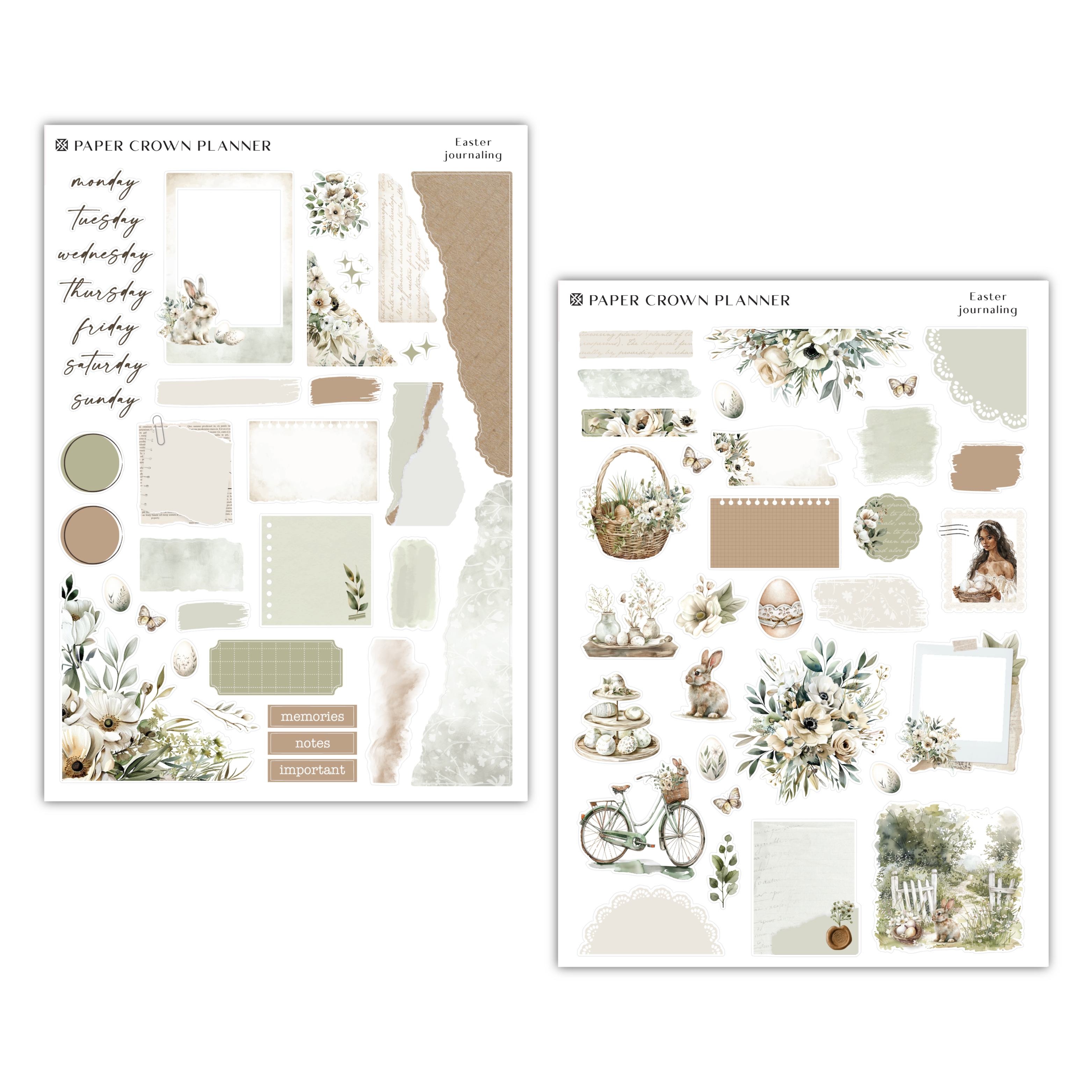 two sheets of paper with flowers on them