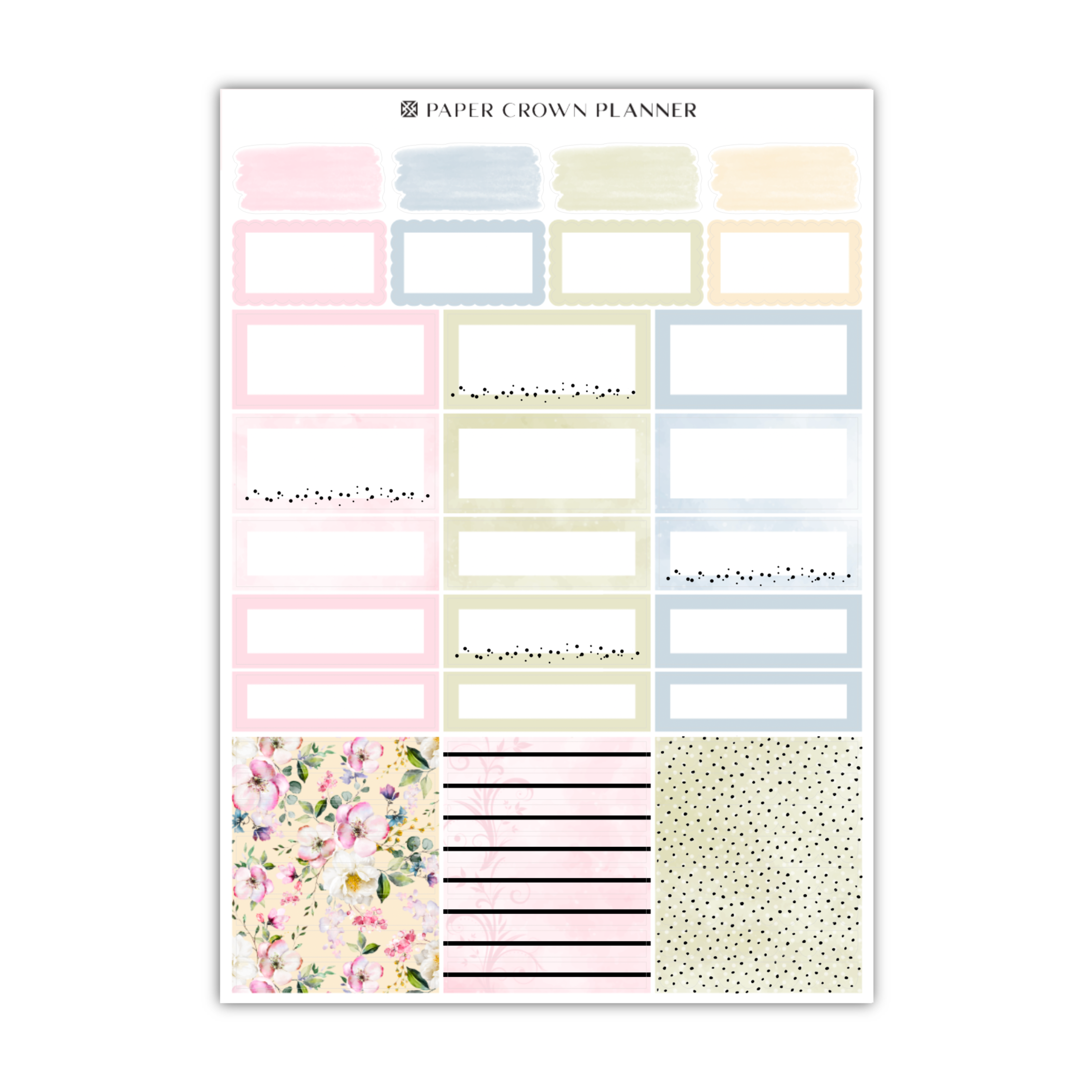 a planner sticker with flowers and stripes