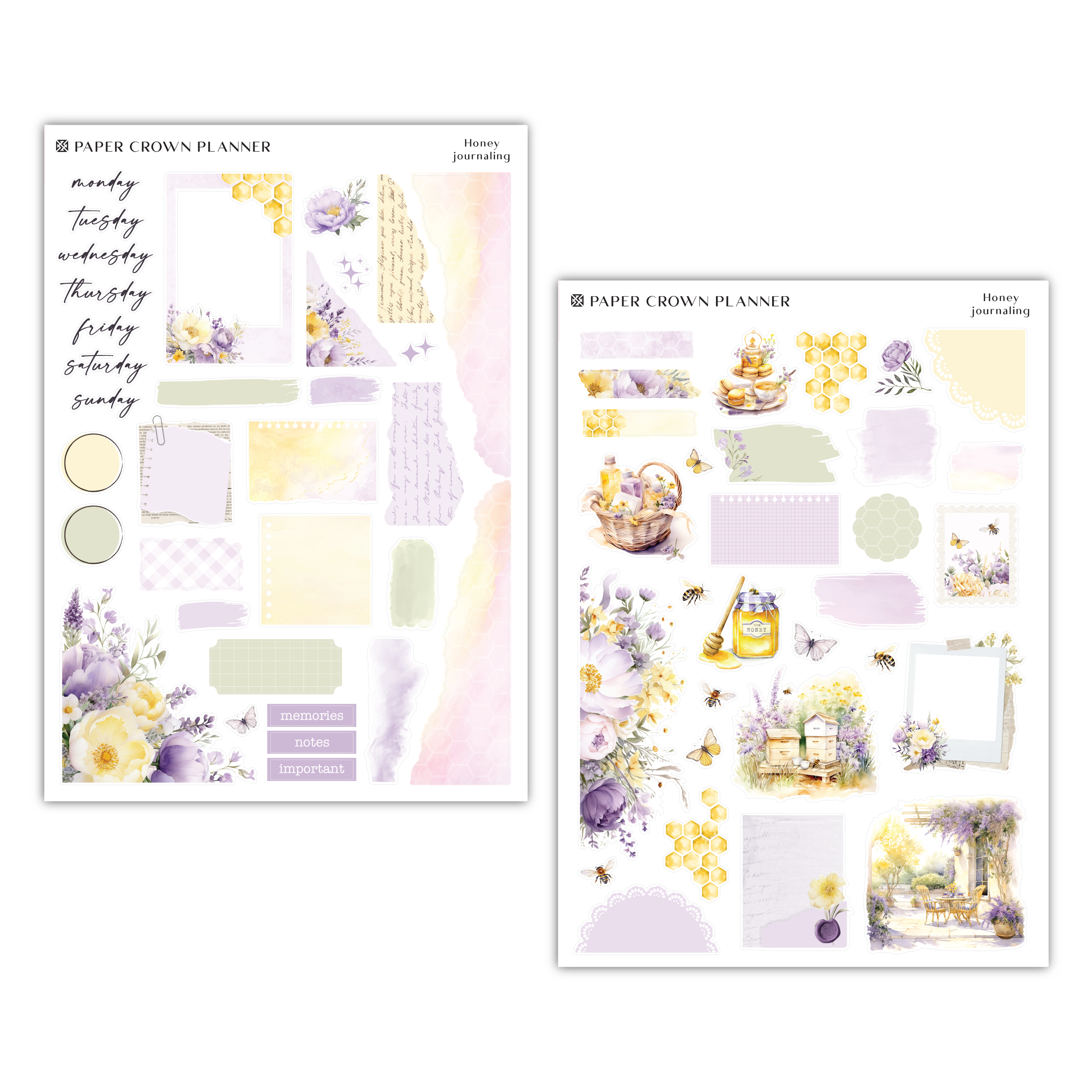 a paper pad with a picture of a basket and flowers