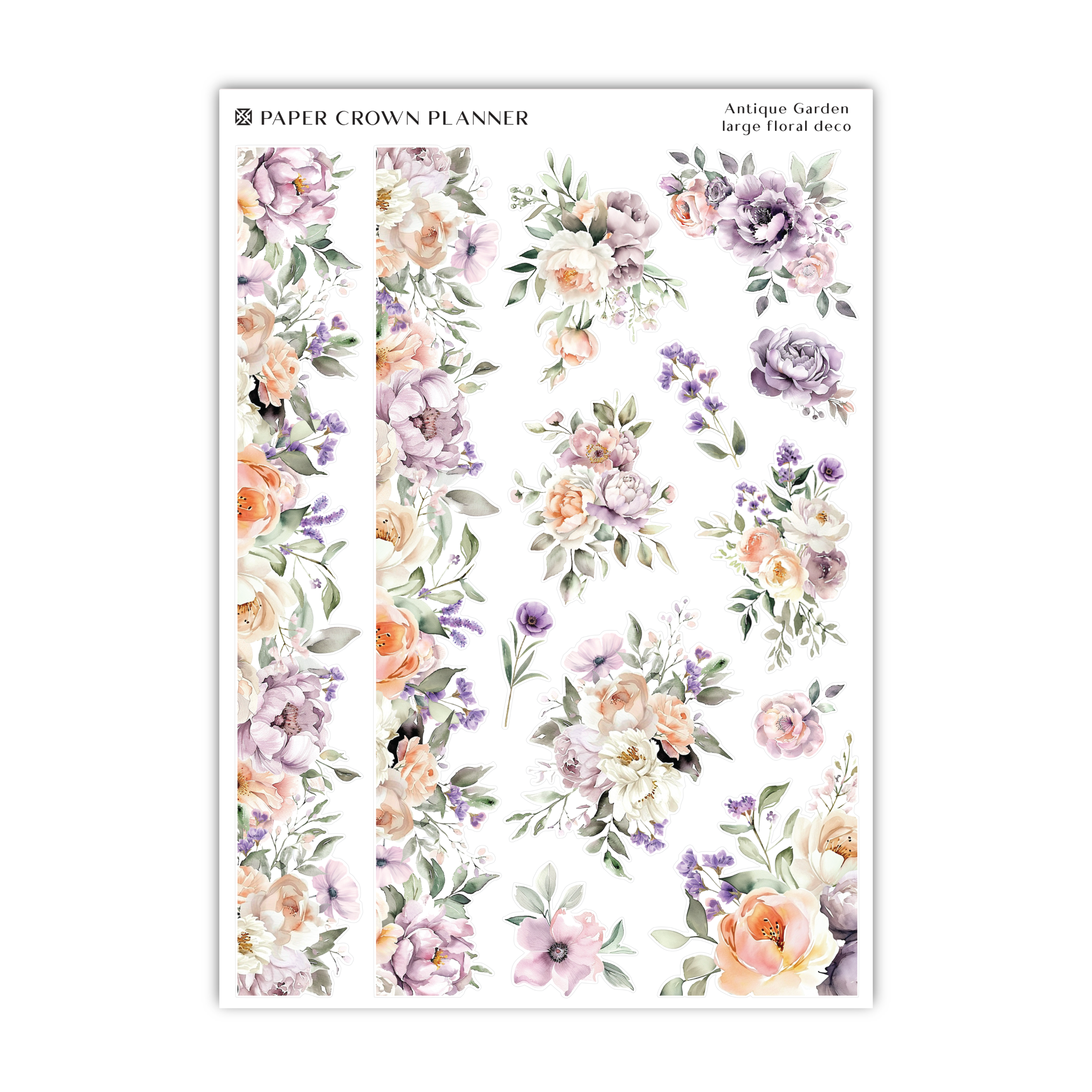 the paper crown planner stickers with flowers on them