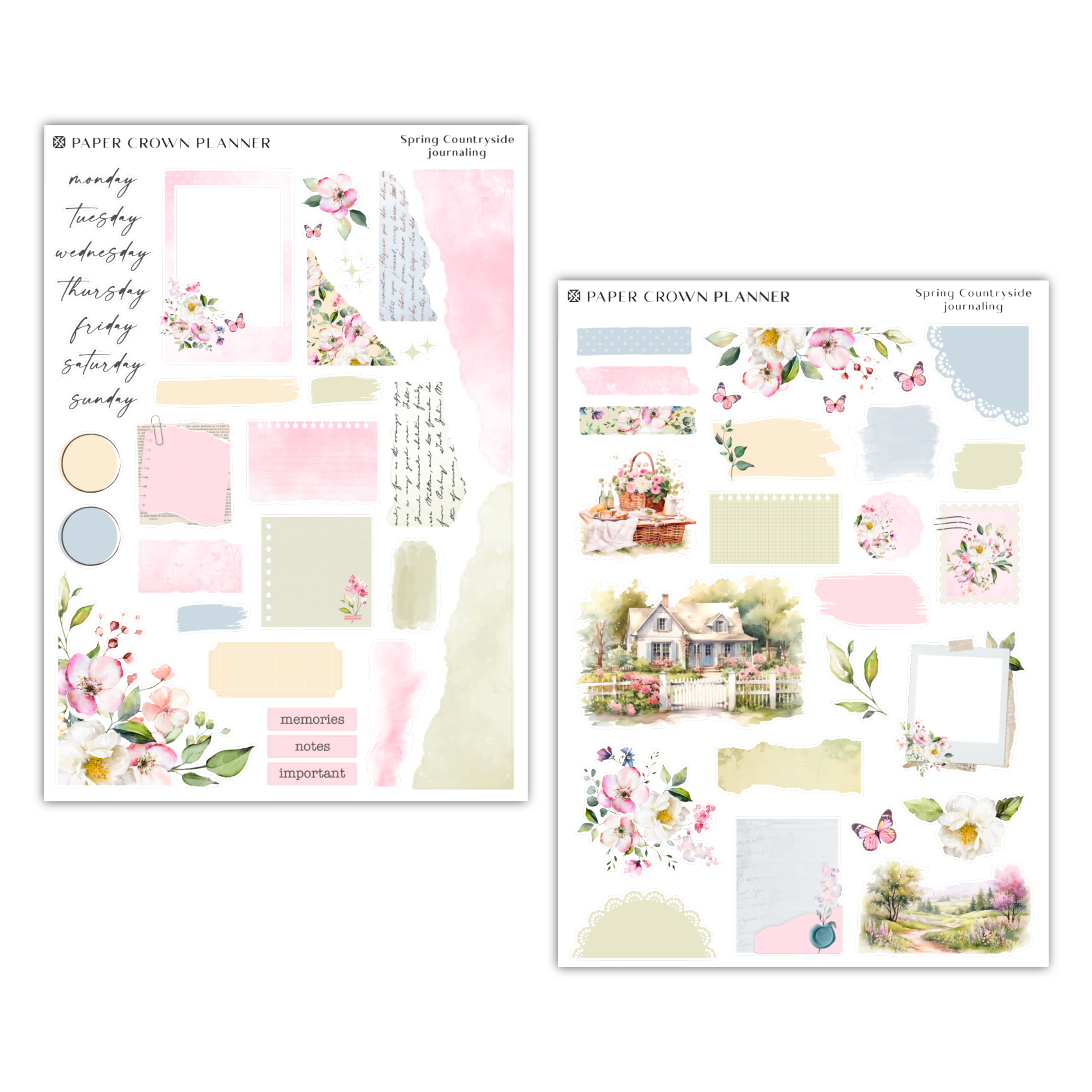 two sheets of paper with flowers on them