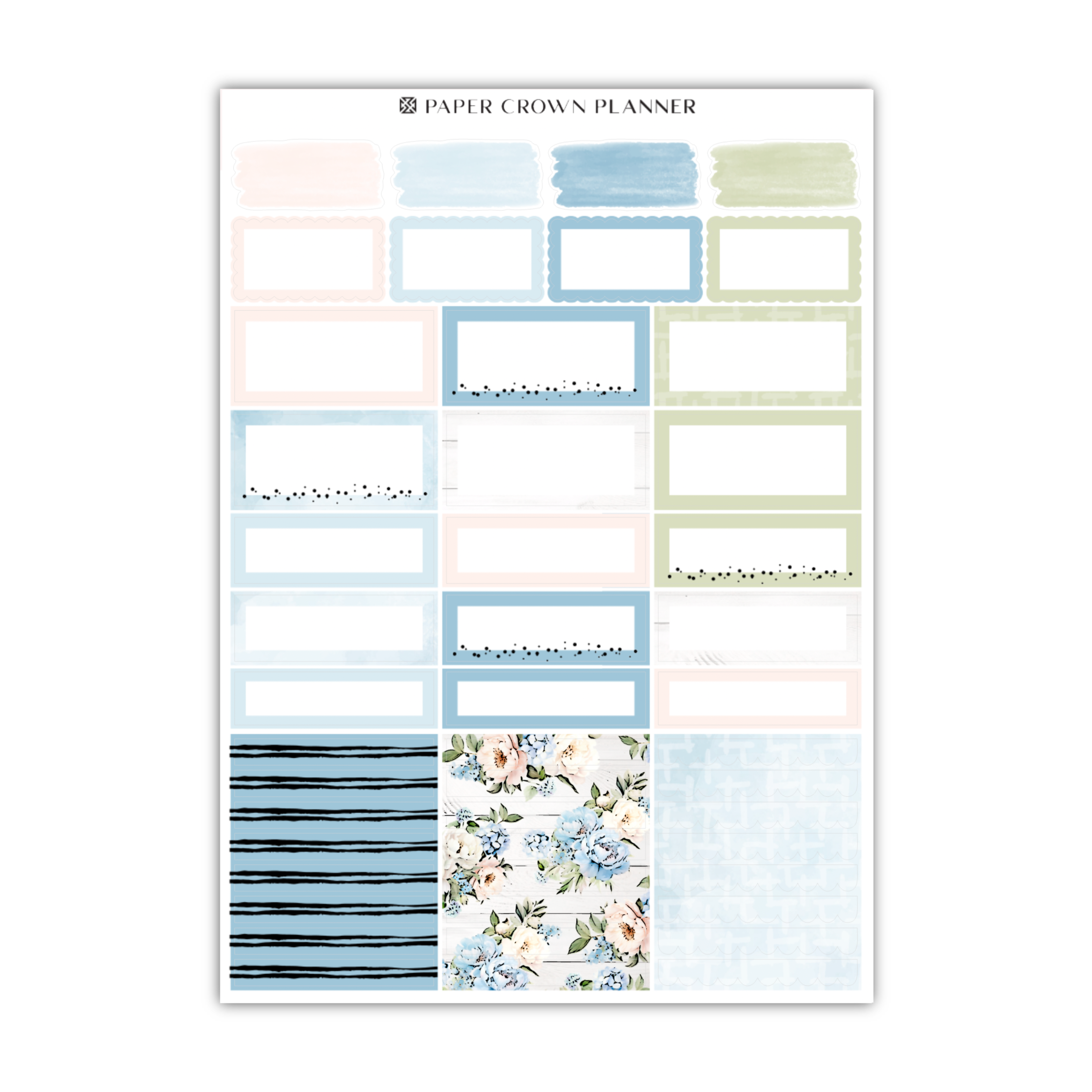 a planner sticker with flowers and stripes