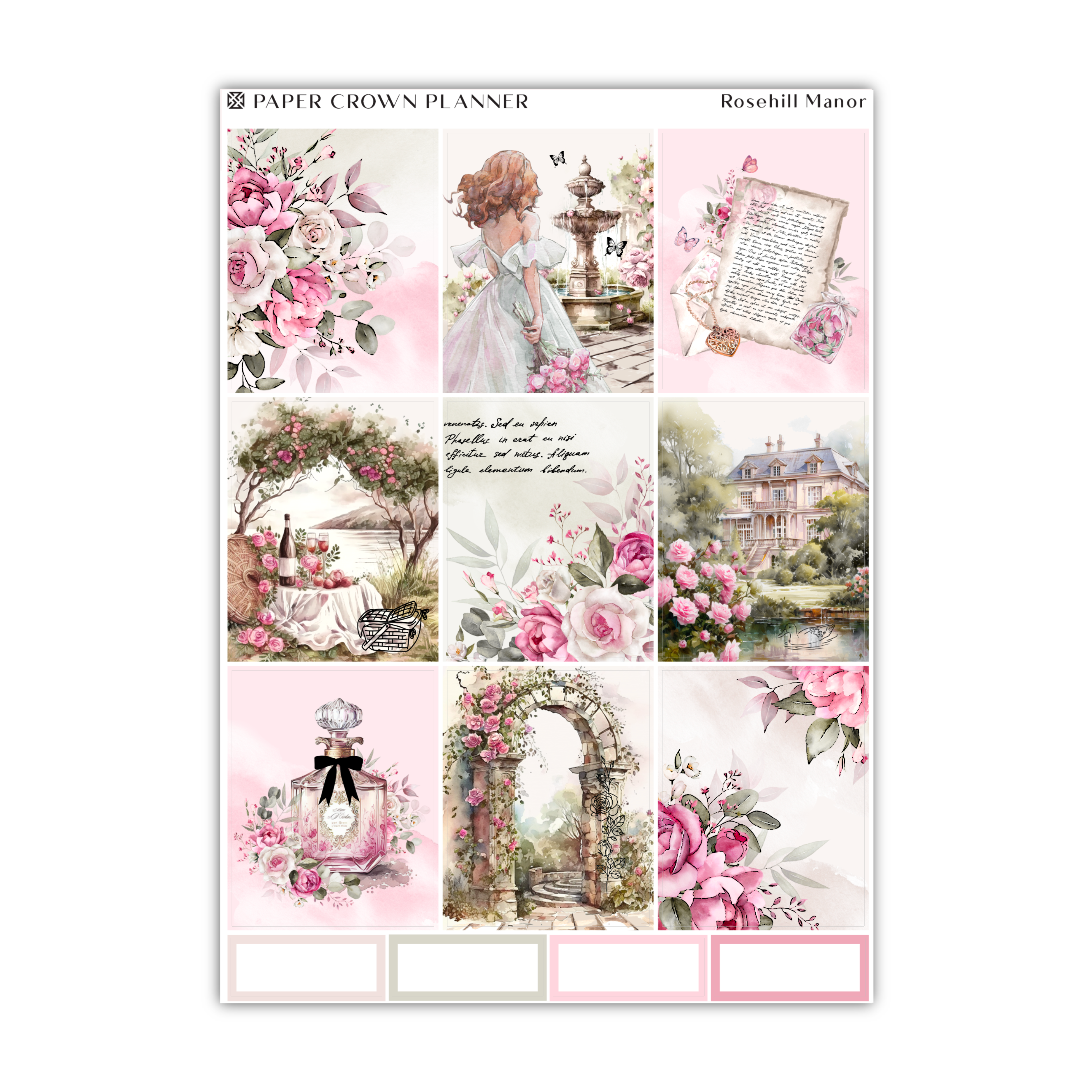 a sheet of paper with pink flowers on it