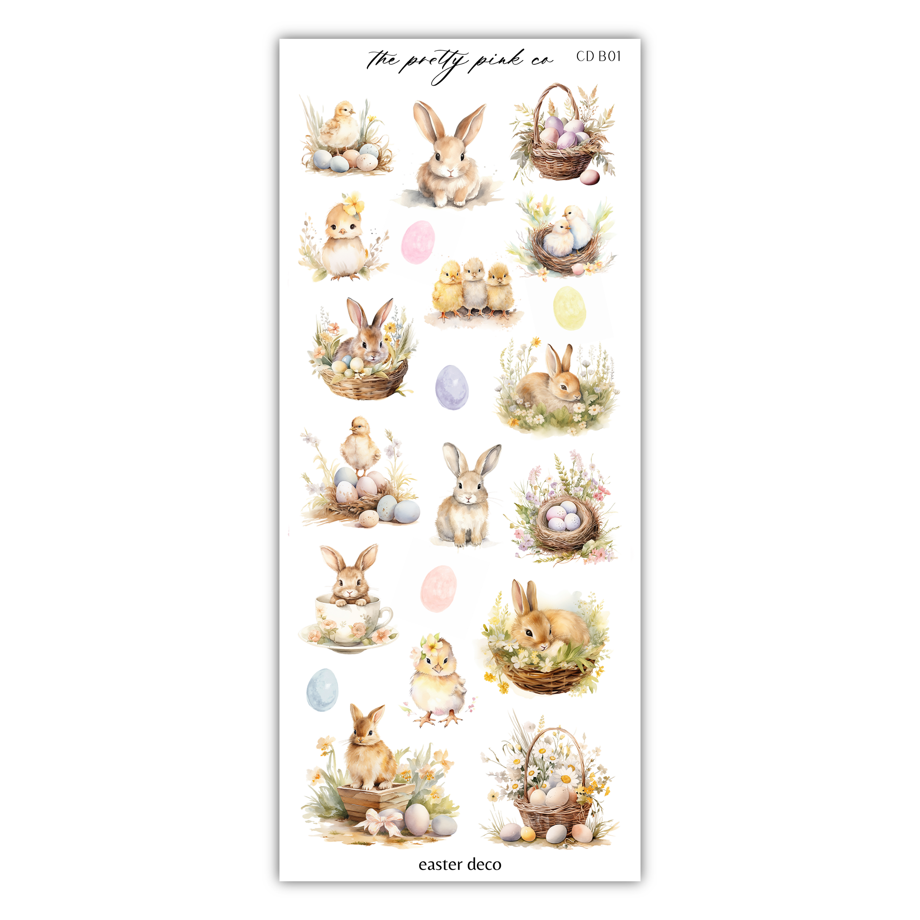 a sticker with a bunny and eggs on it