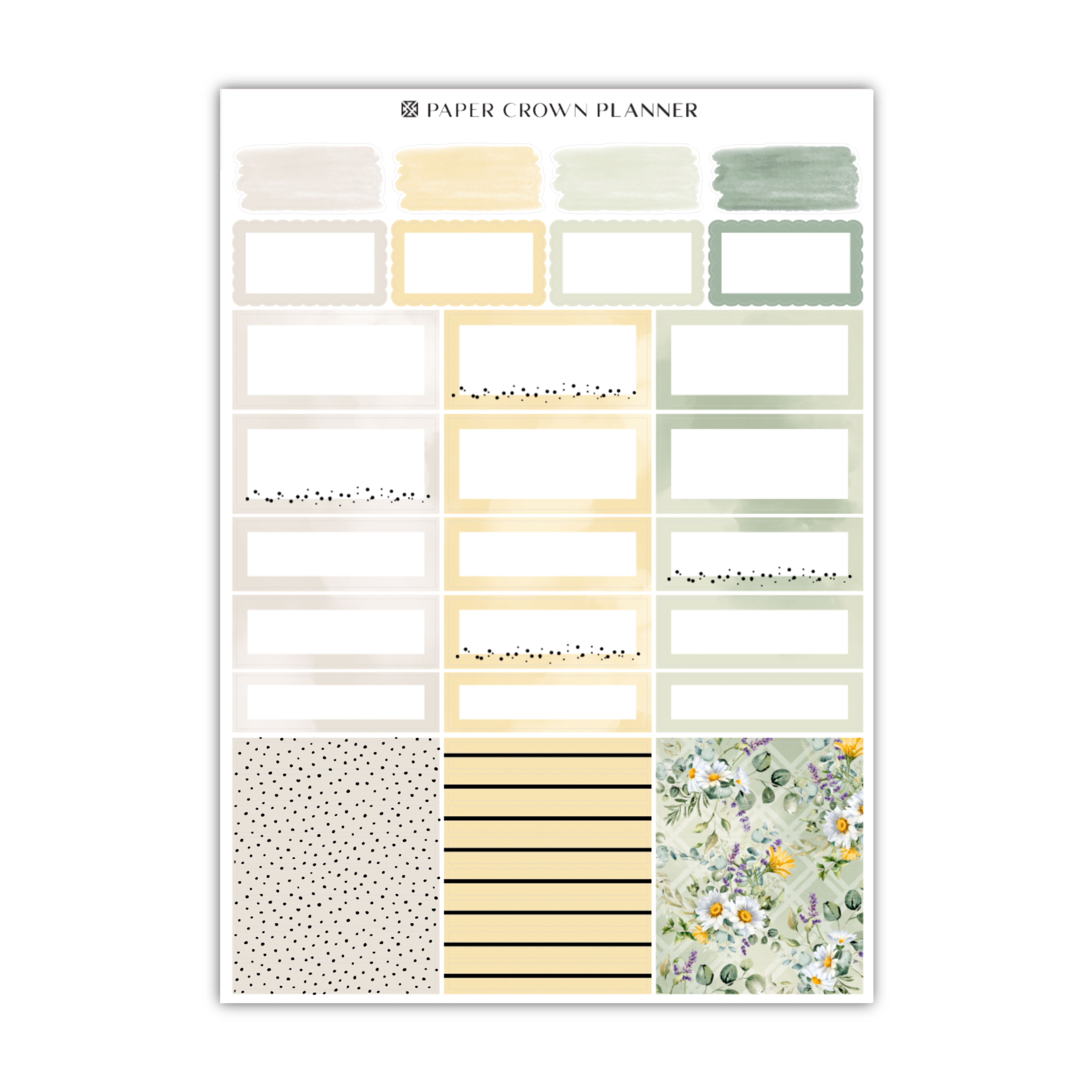 a planner sticker sheet with flowers and stripes
