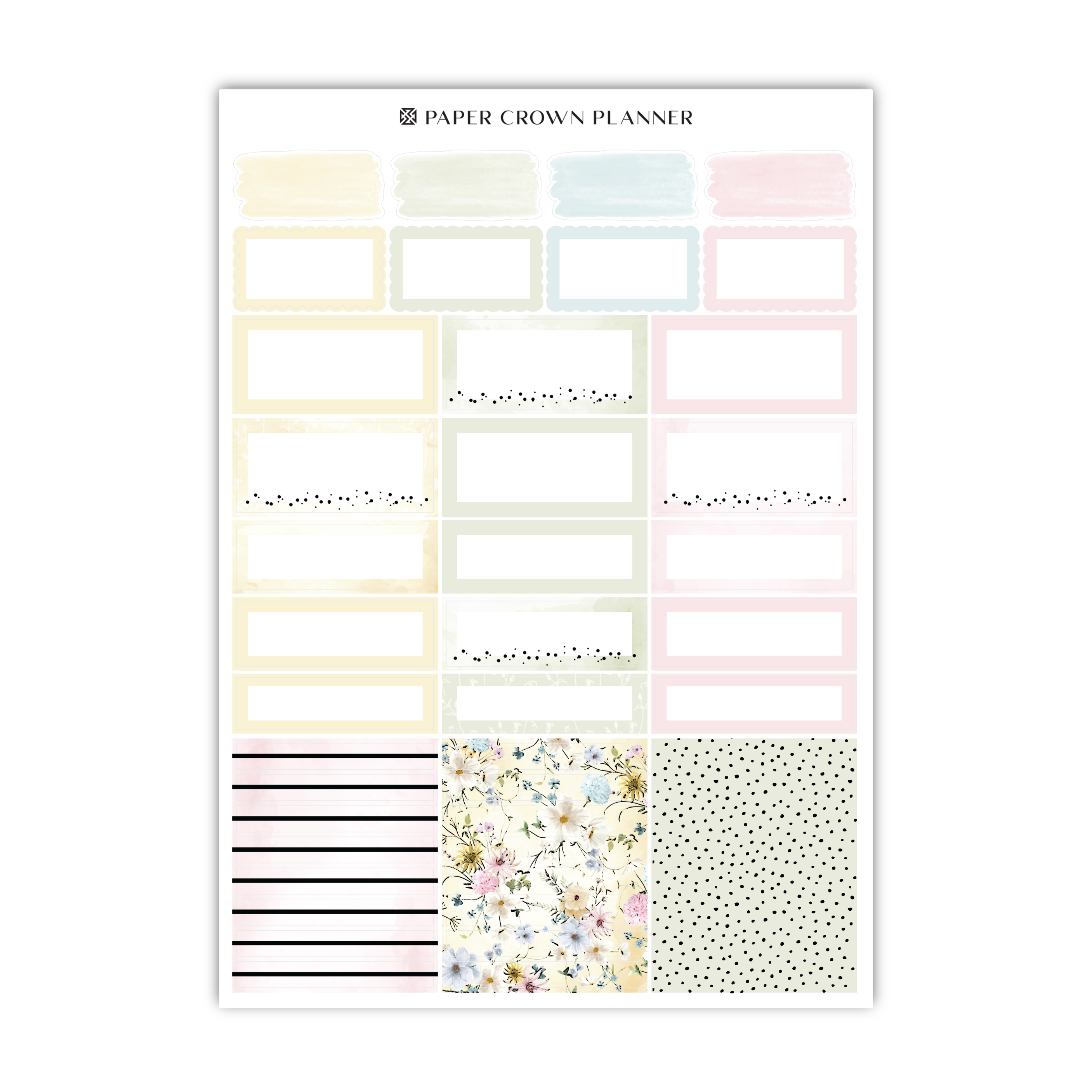 a planner sticker with flowers and stripes