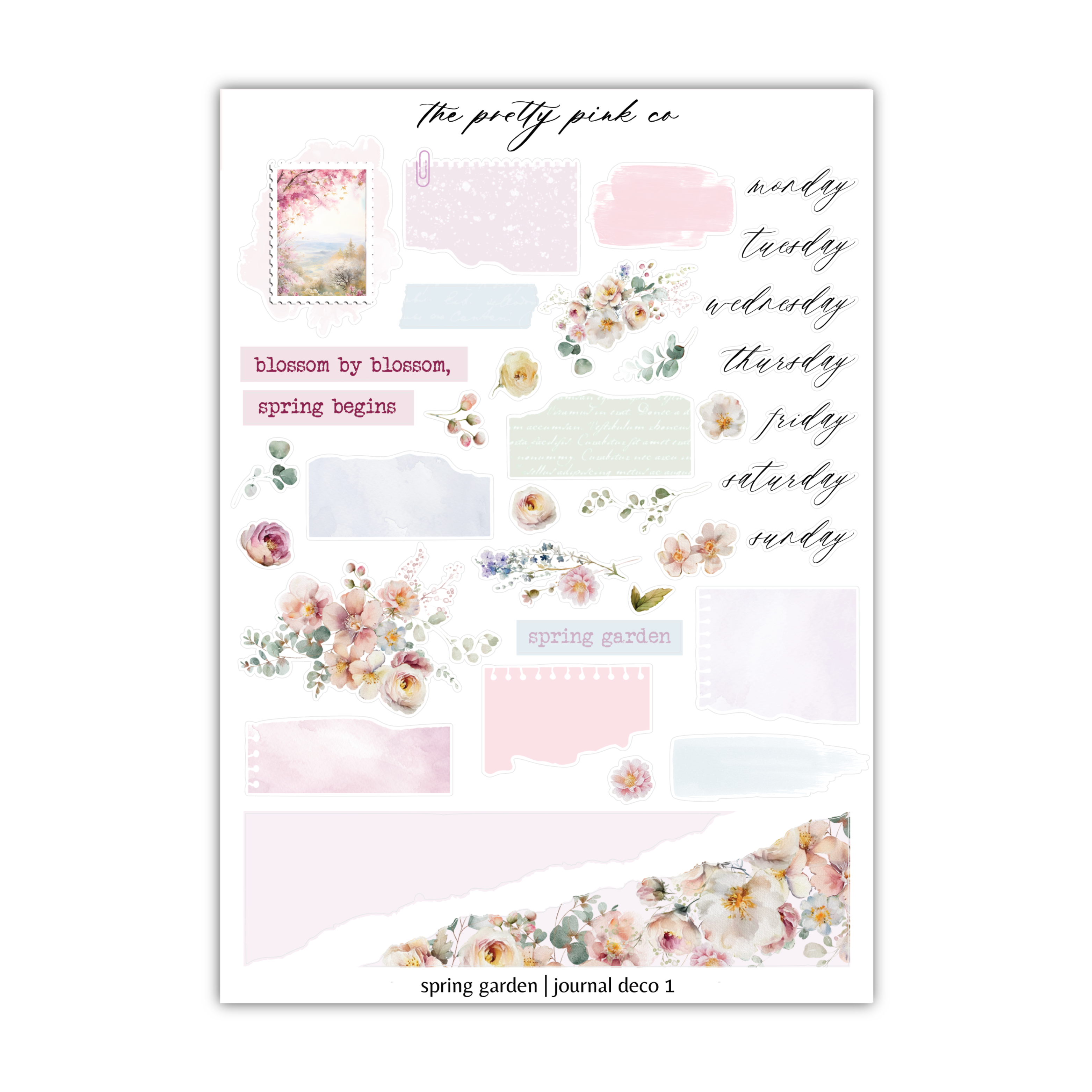 a sticker sheet with flowers on it