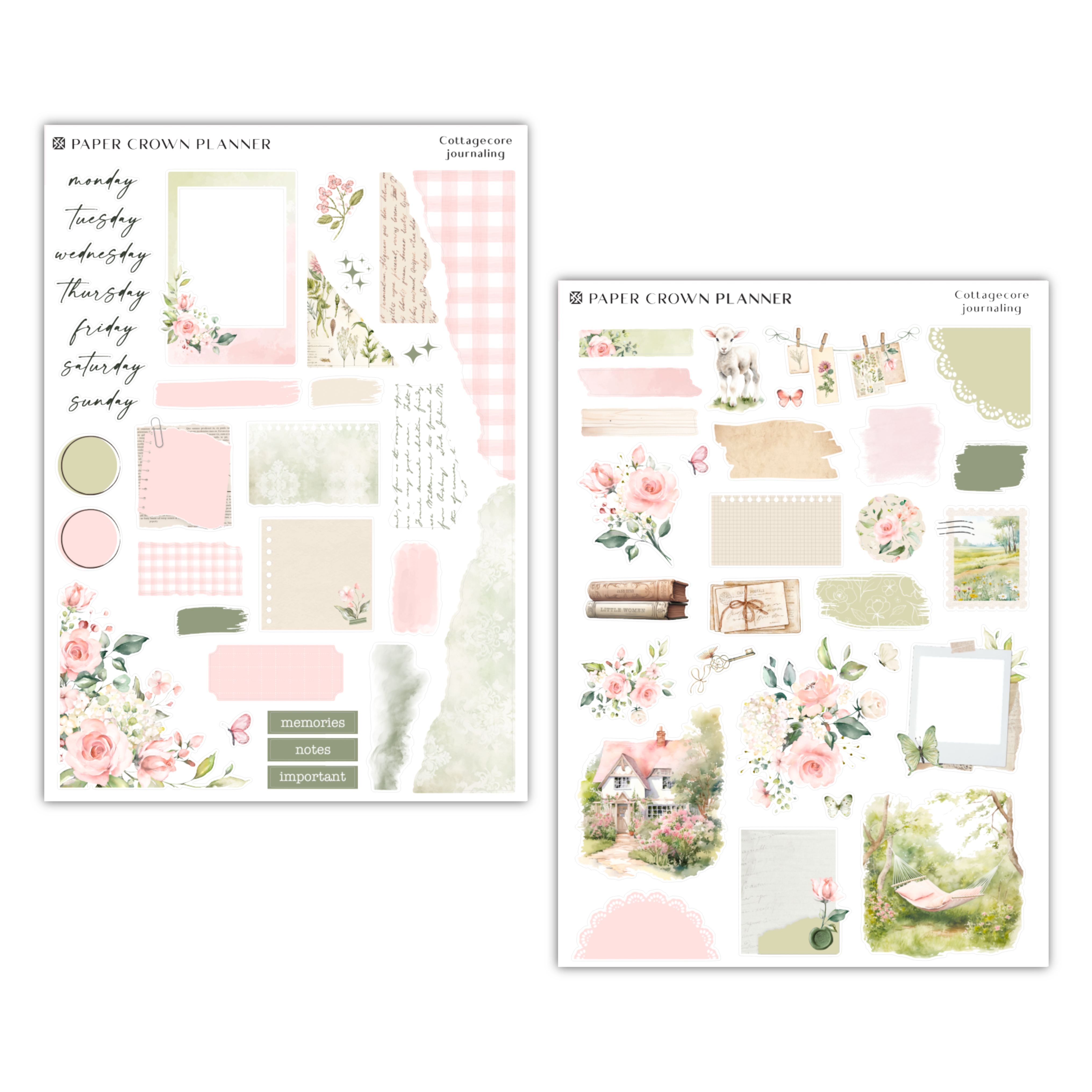 two sheets of paper with flowers on them